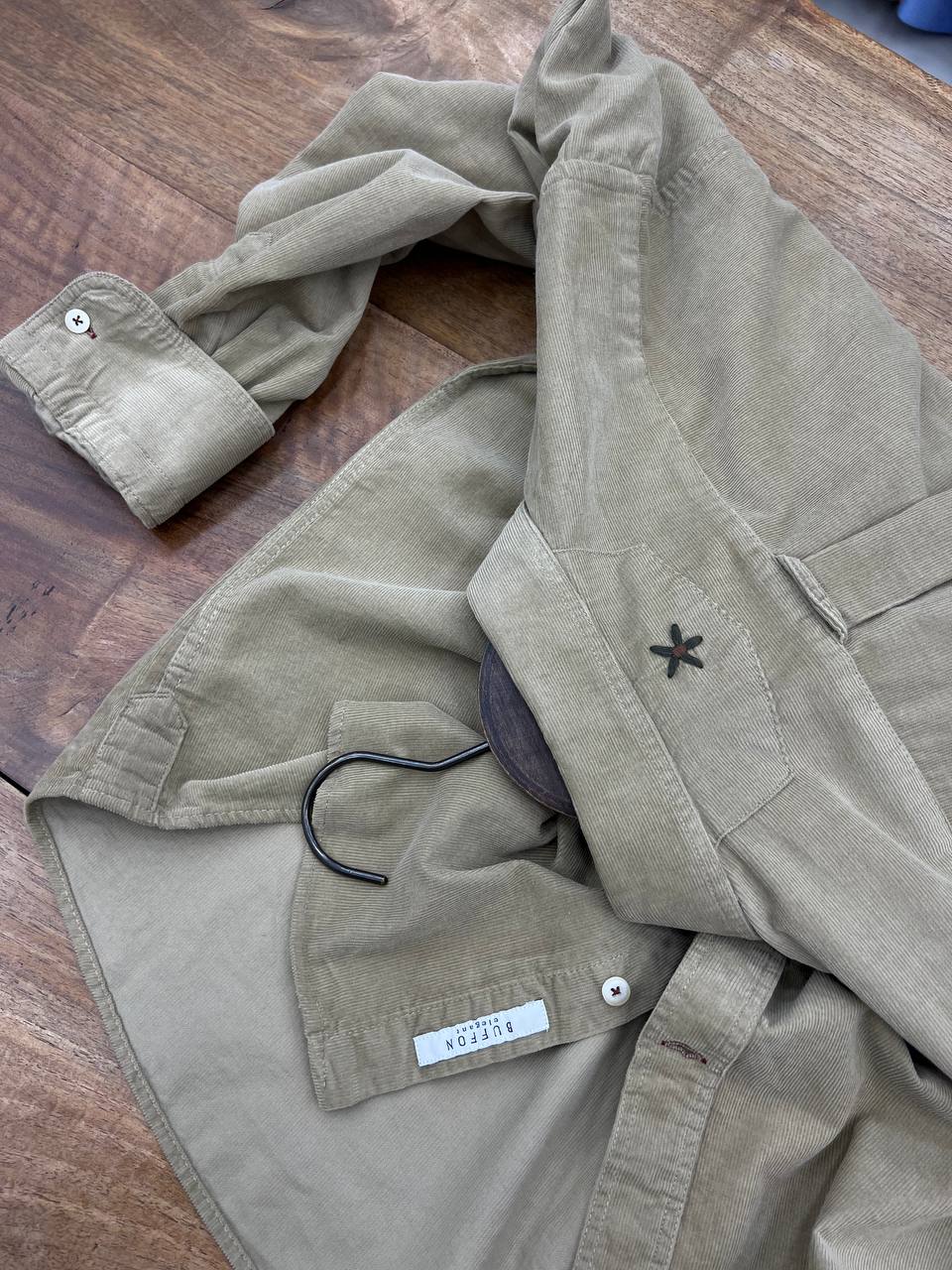 Yıkamalı Erkek Kadife Gömlek - Kum