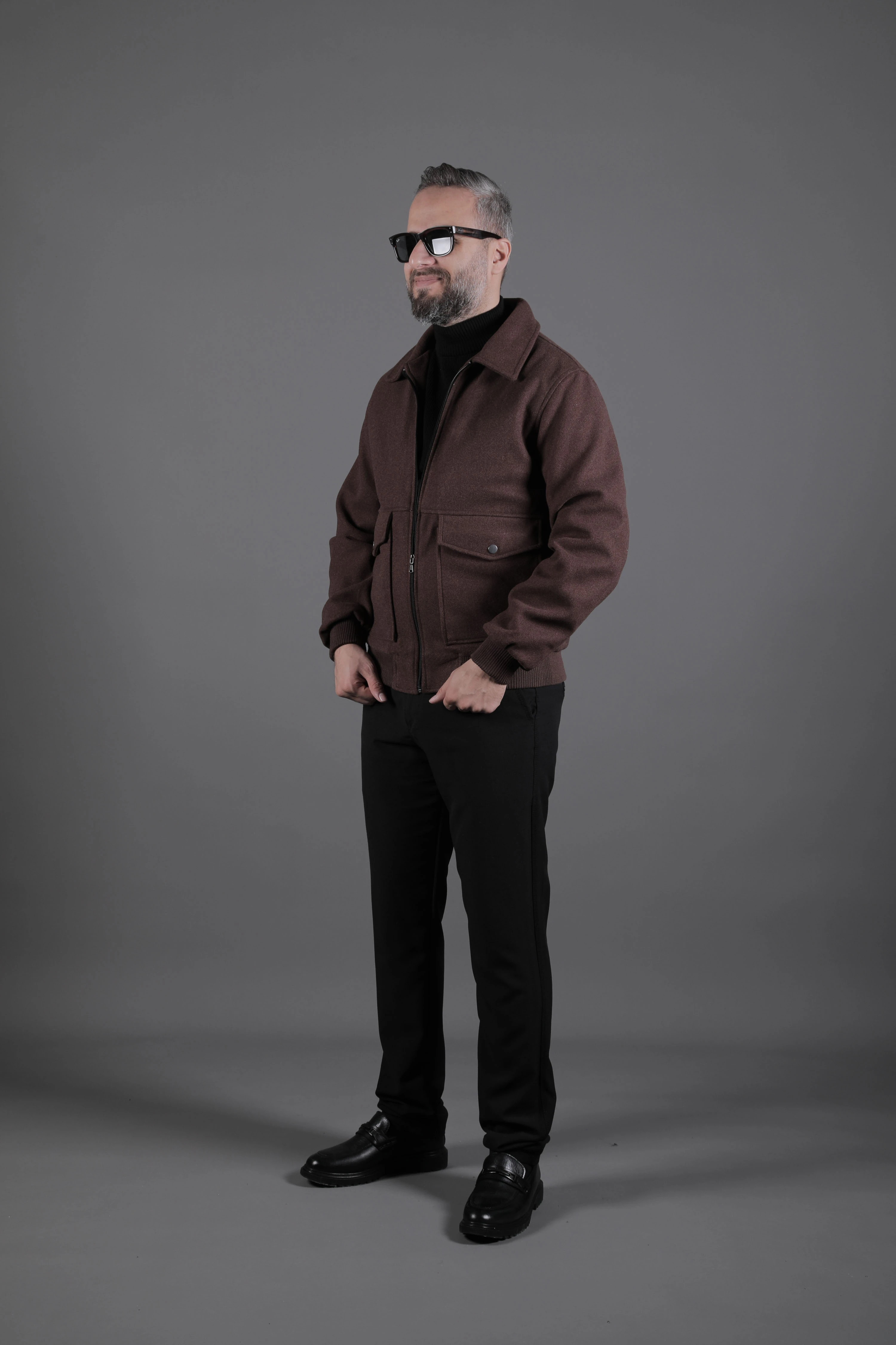 Torba Cepli Ribanalı Erkek Kaşe Kaban Mont - Kahverengi