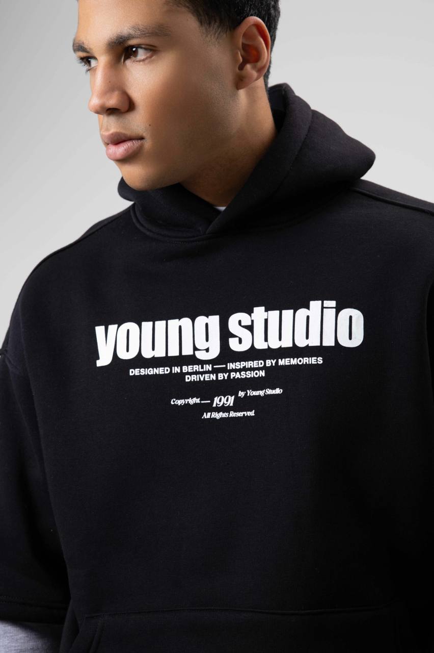 Kolu Parçalı Kapşonlu Sweatshirt Hoodie
