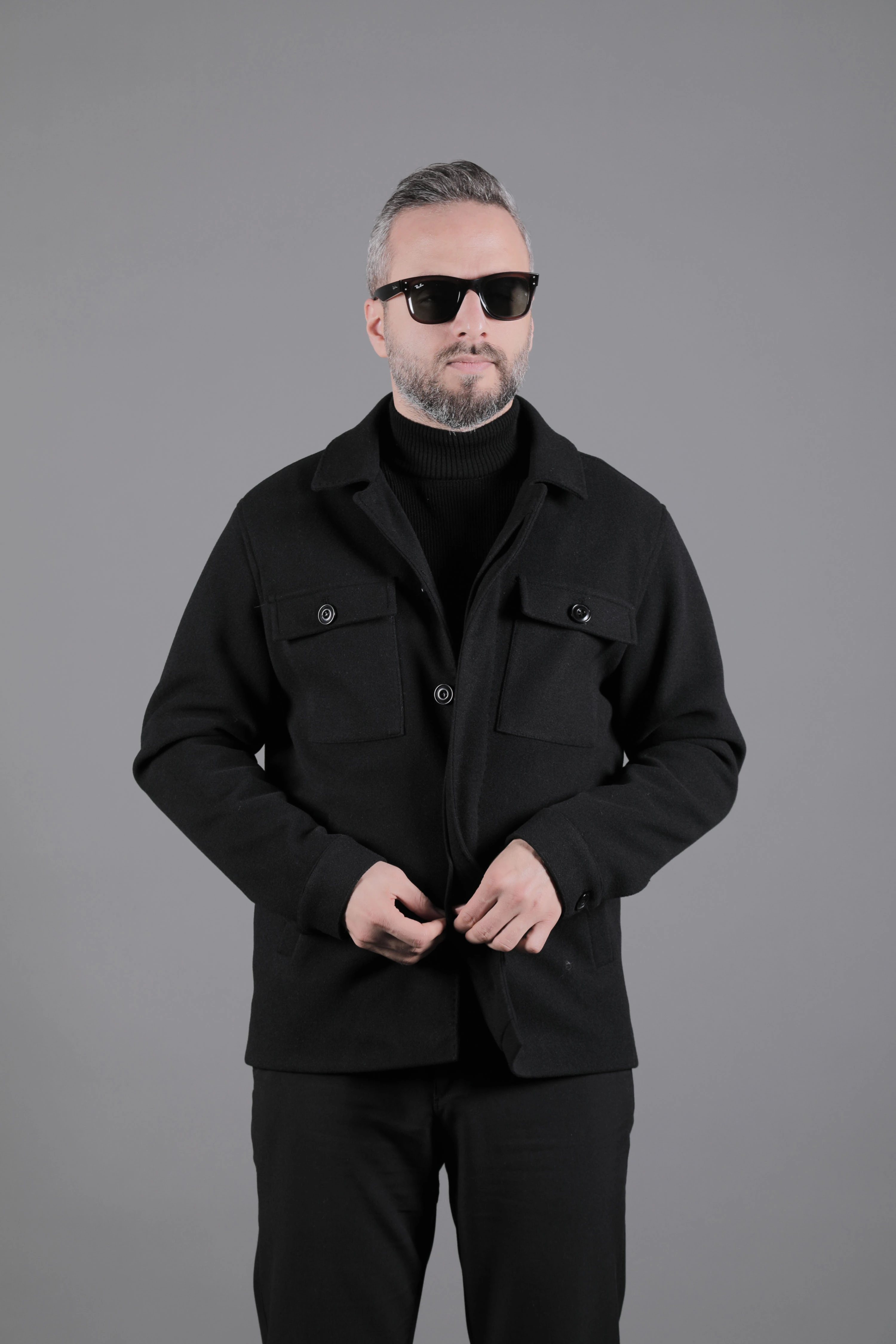 Dikiş Detaylı Erkek Kaşe Kaban Mont