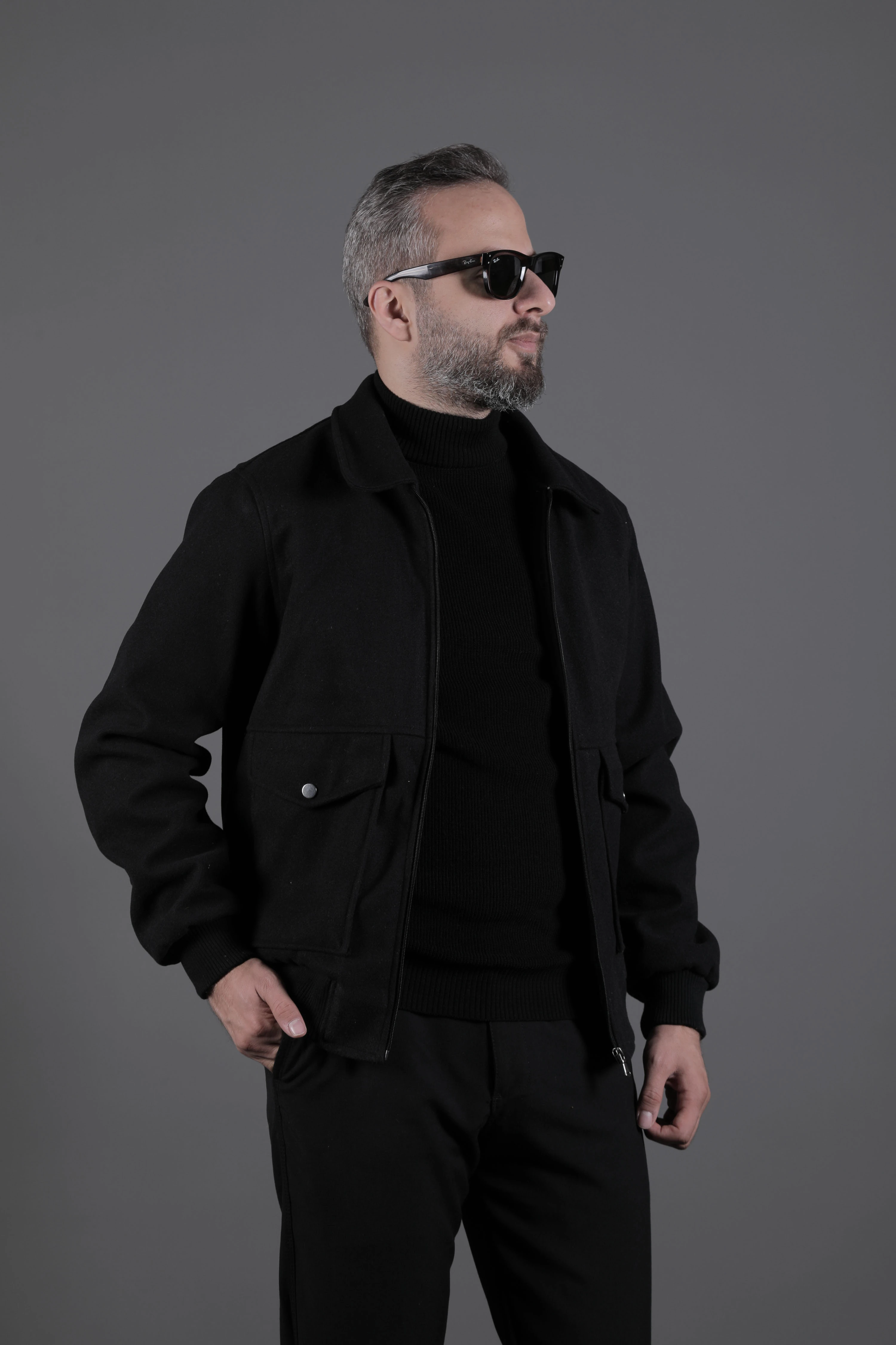 Torba Cepli Ribanalı Erkek Kaşe Kaban Mont - Siyah