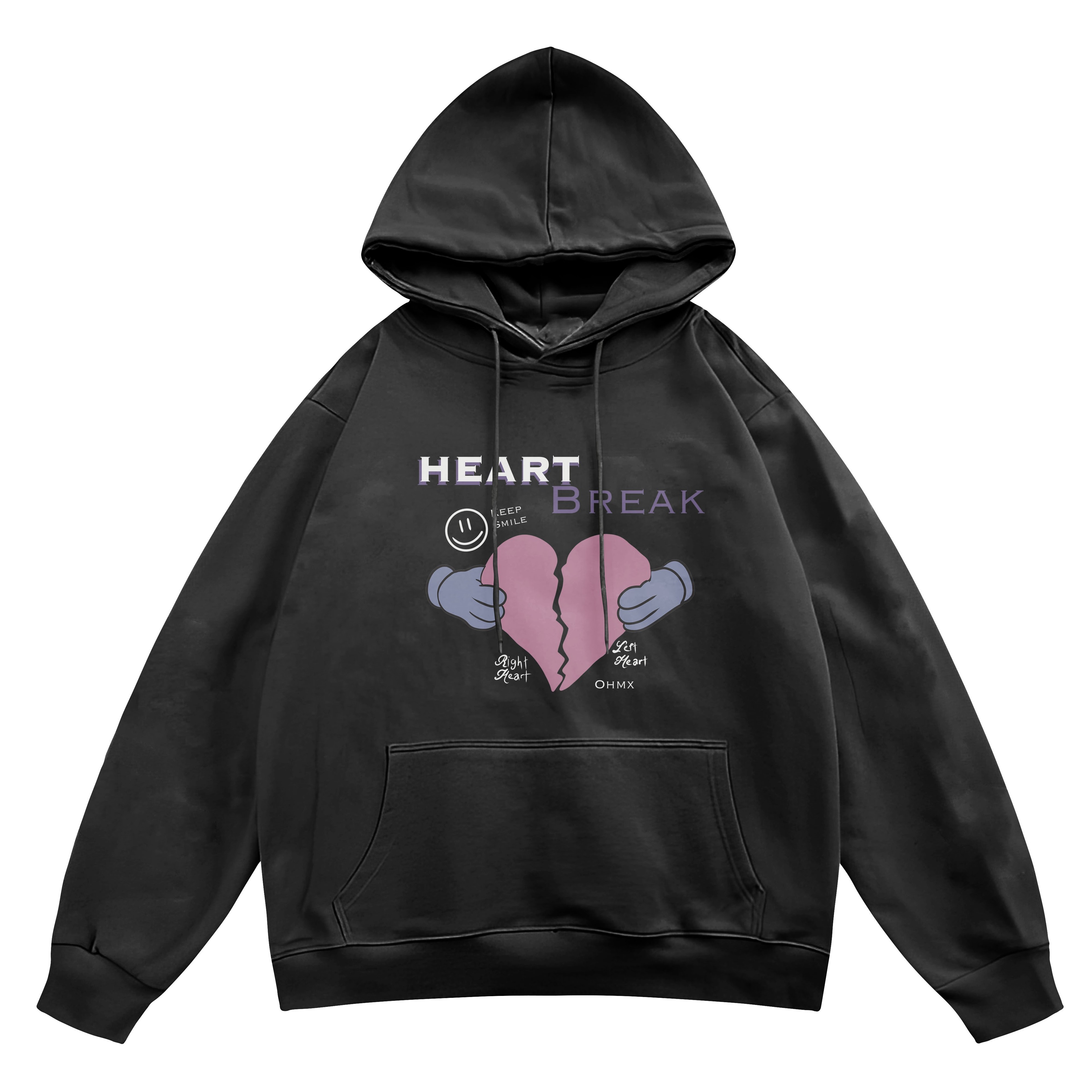 Unisex Heart Break Baskılı Kapşonlu Sweatshirt Hoodie