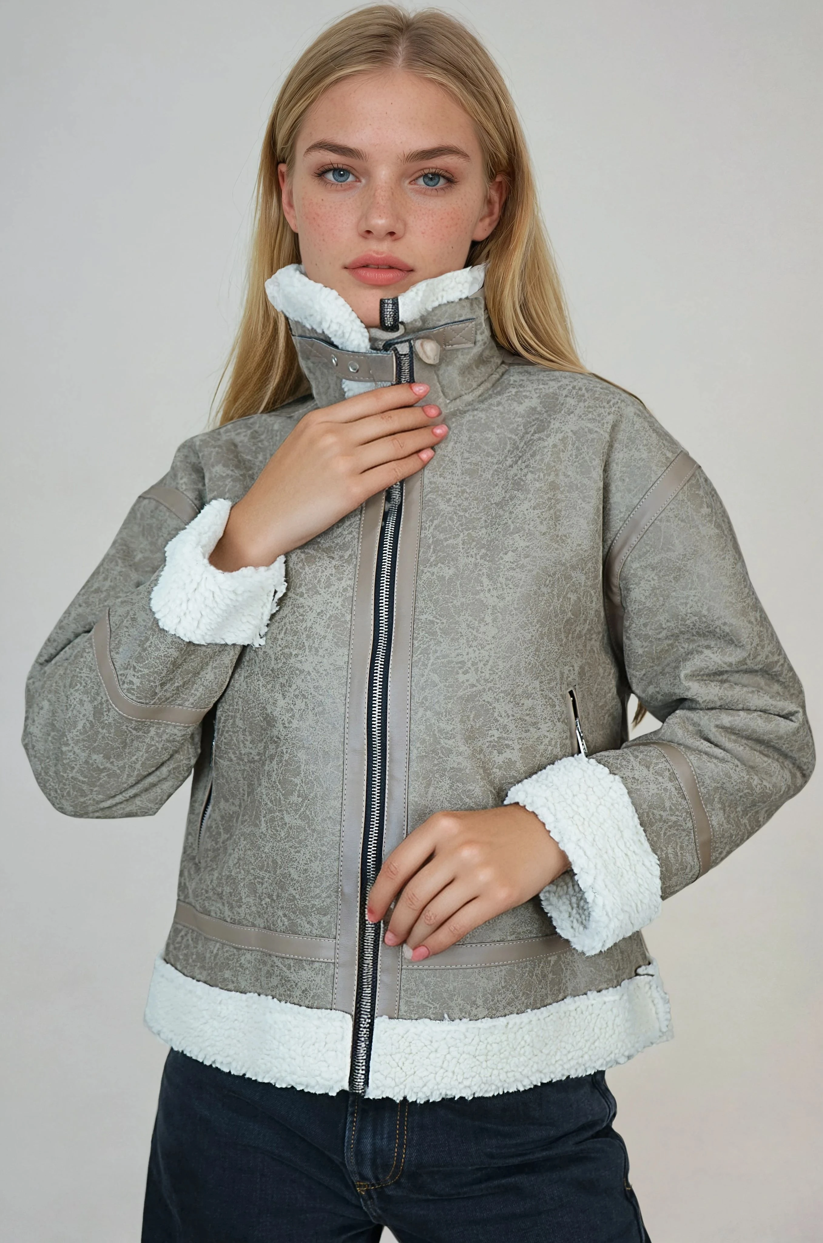 İçi Kürklü Kadın Napa Mont - Sütlü Kahve