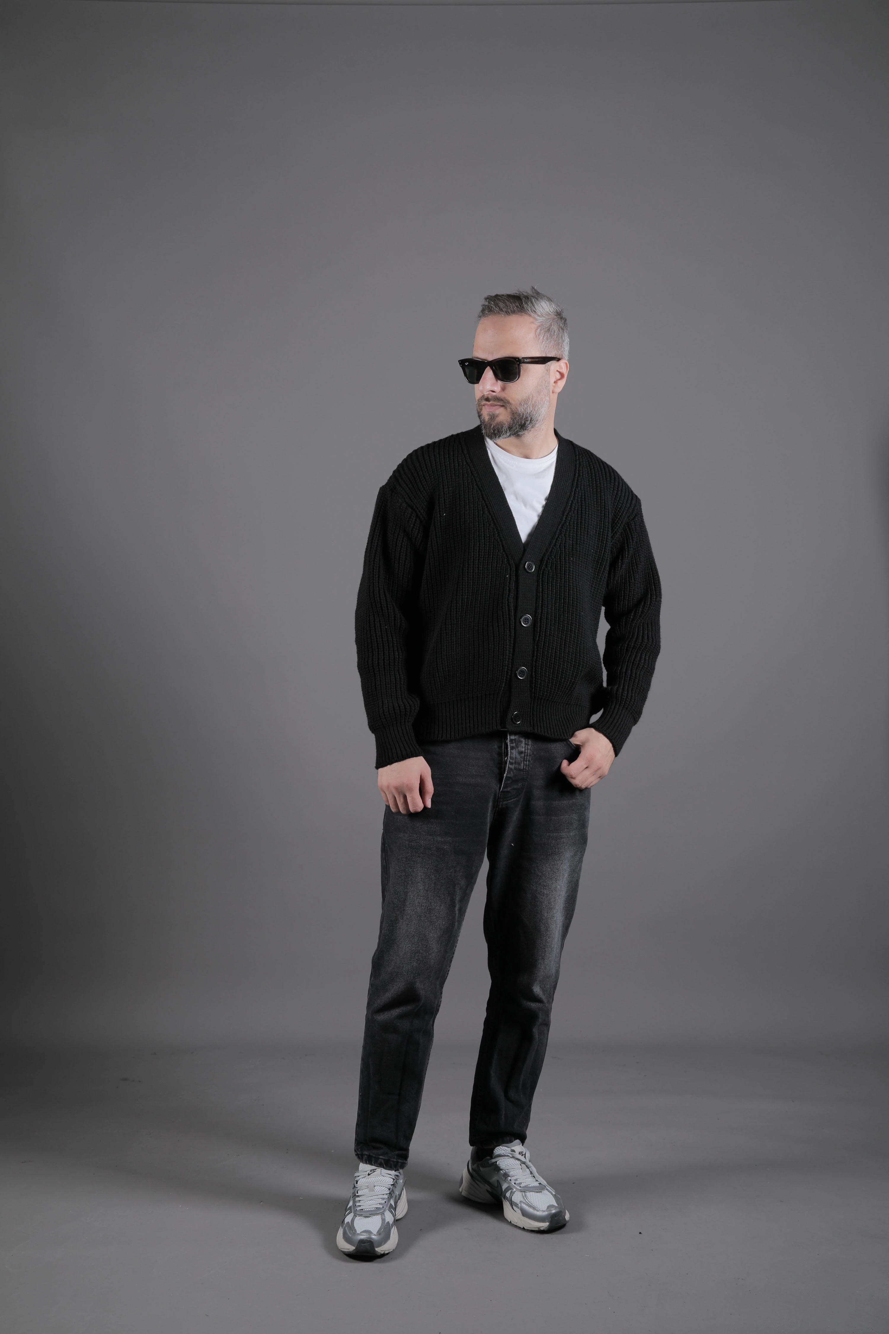 Dokulu Oversize Erkek Kalın Hırka