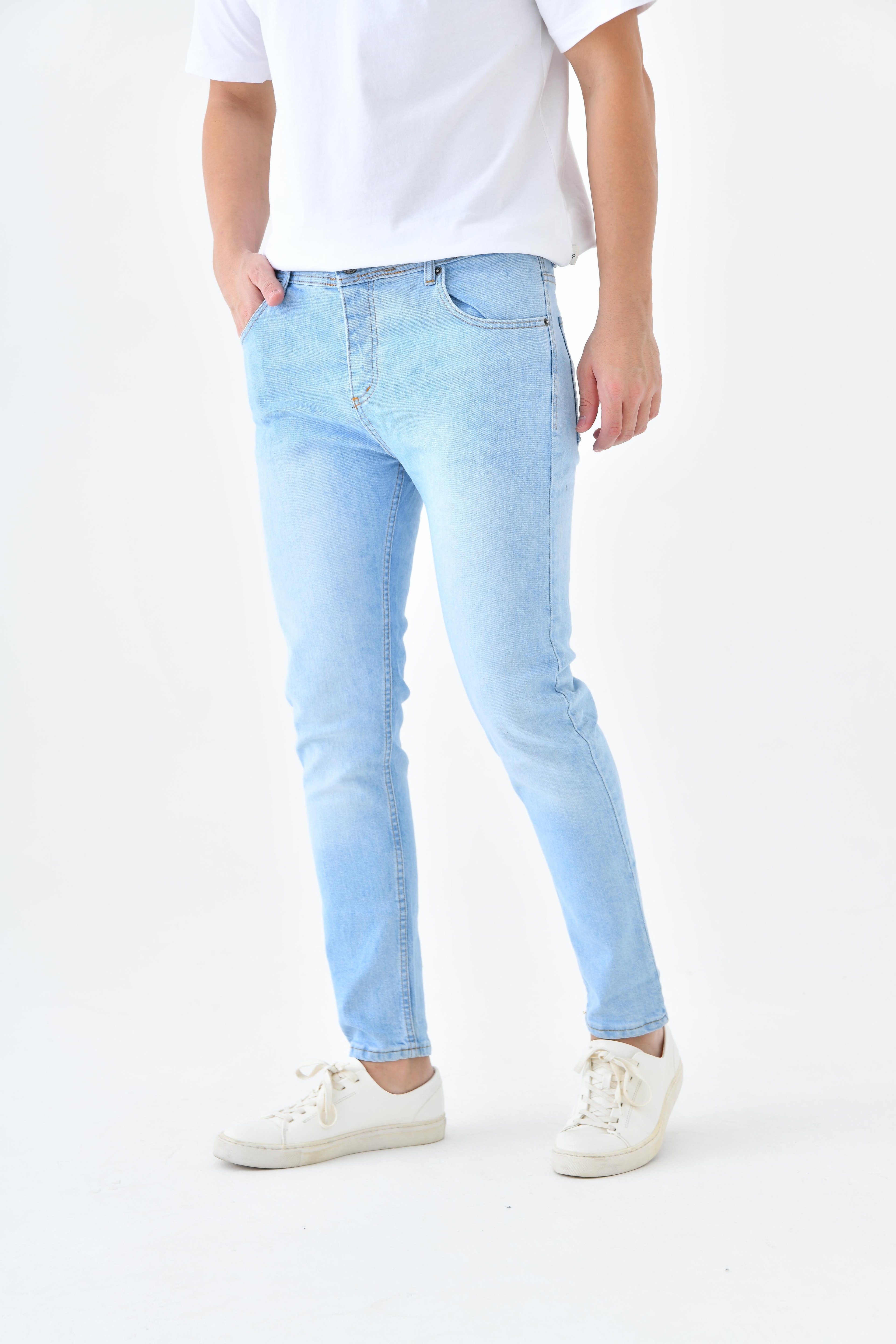 Slim Fit Erkek Likralı Kot Pantolon Jeans - Açık Mavi