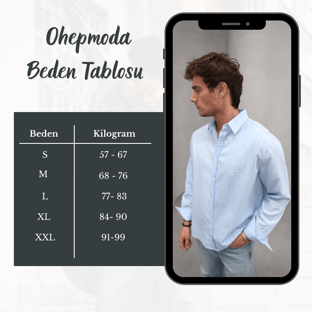 Çizgili Modal Soft Kumaş Erkek Gömlek - Açık Mavi