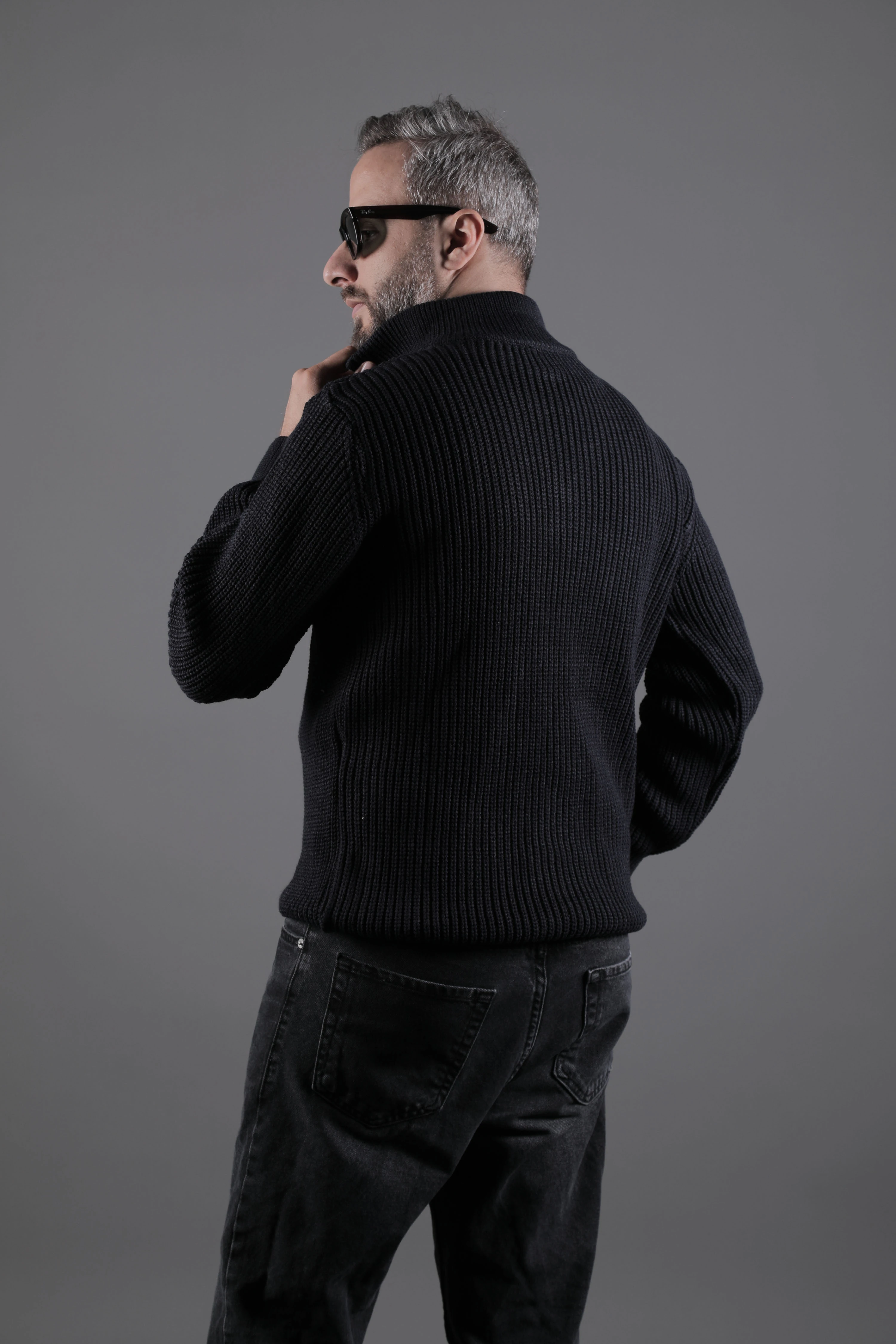 Yarım Fermuarlı Kalın Erkek Kazak - Lacivert