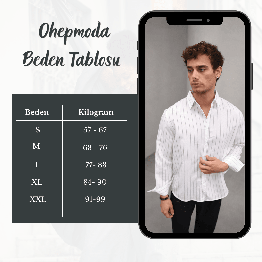 Çizgili Modal Soft Kumaş Erkek Gömlek - Beyaz