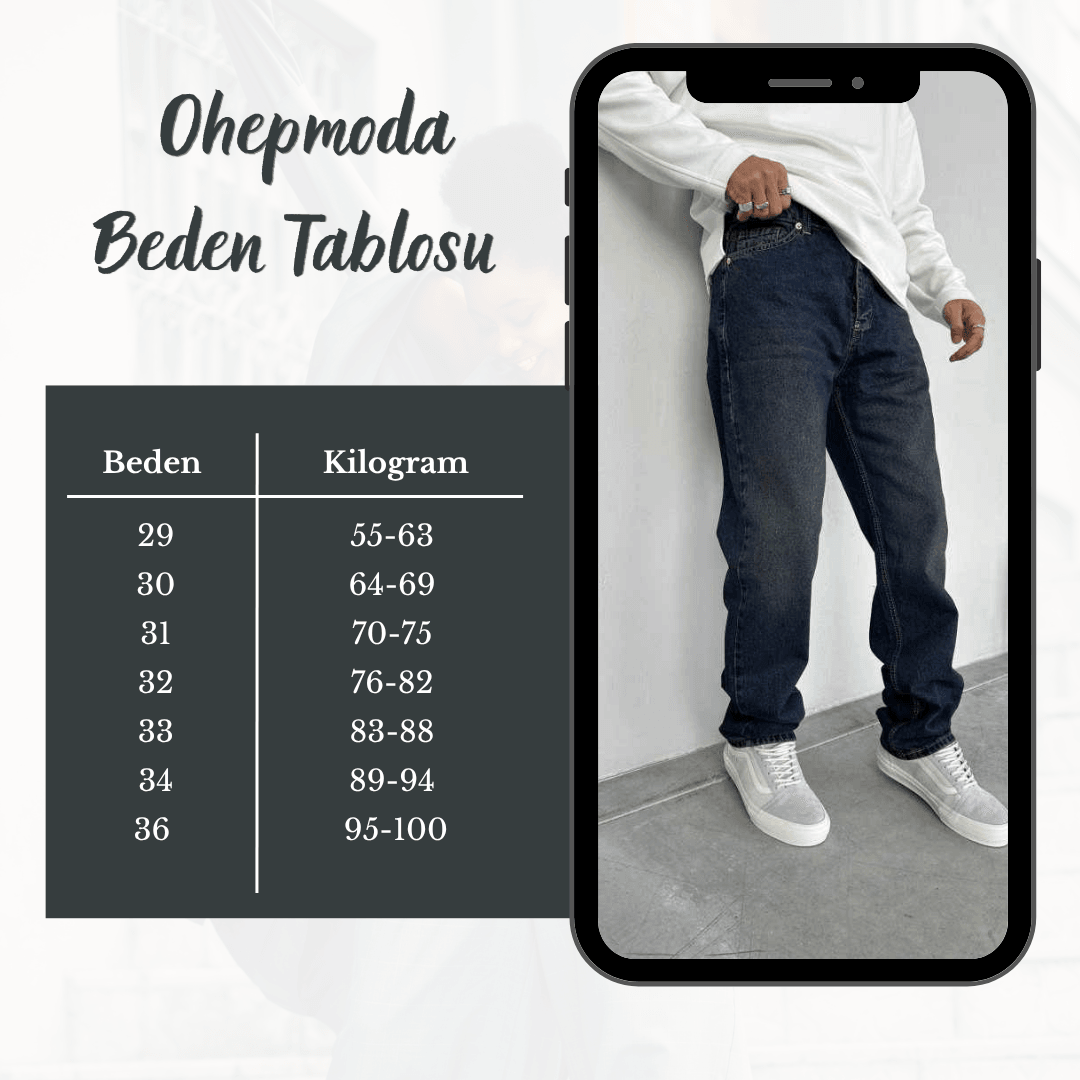 Erkek Baggy Kalıp Kot Pantolon - Paça Uzun ve Geniş - Kahve Tintli