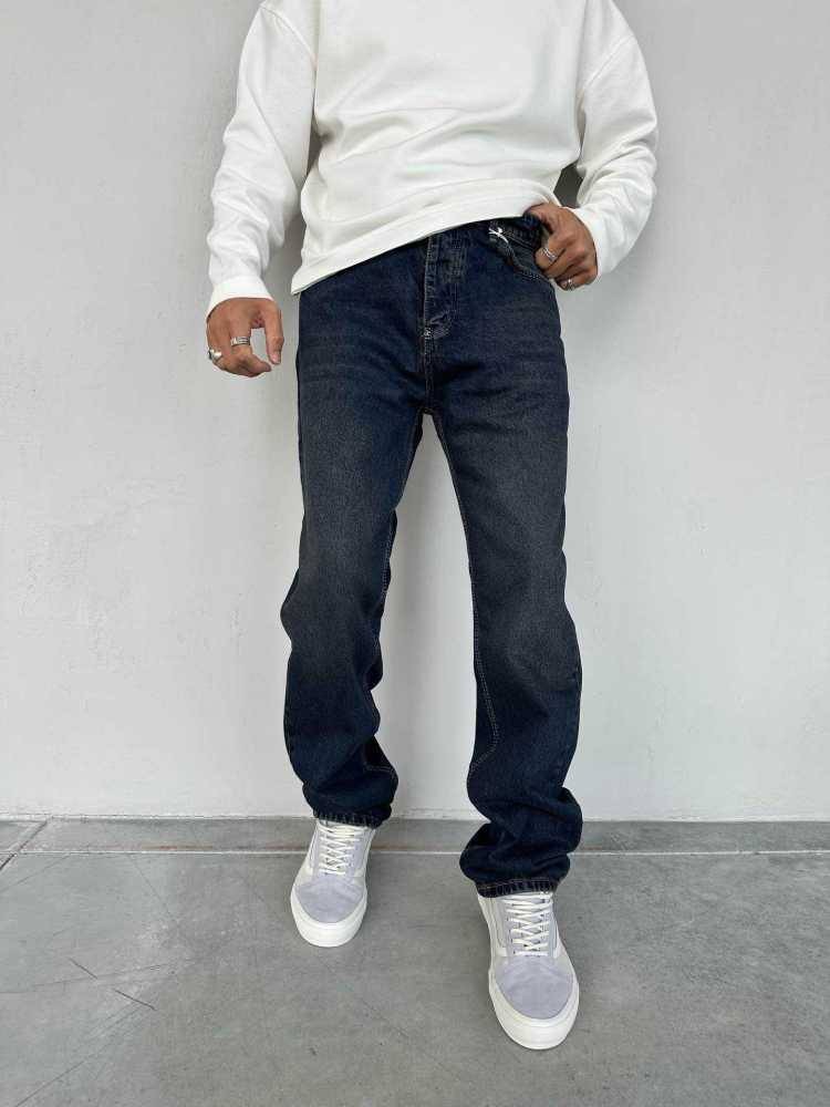 Erkek Baggy Kalıp Kot Pantolon - Paça Uzun ve Geniş - Kahve Tintli
