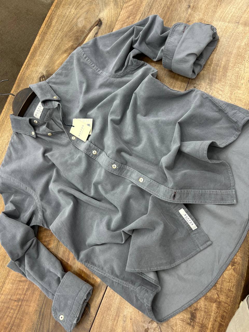 Yıkamalı Erkek Kadife Gömlek - Koyu Gri