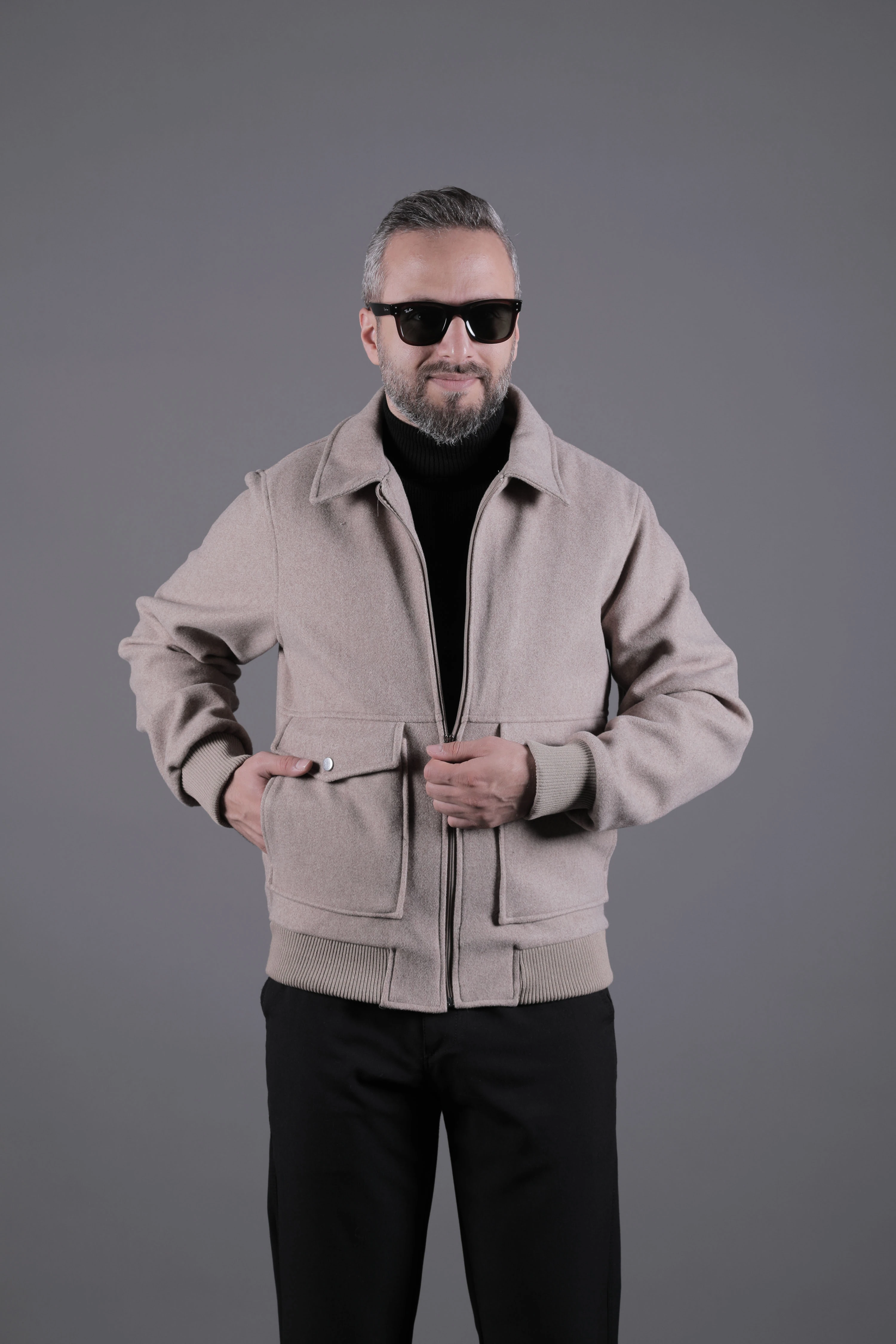 Torba Cepli Ribanalı Erkek Kaşe Kaban Mont - Vizon