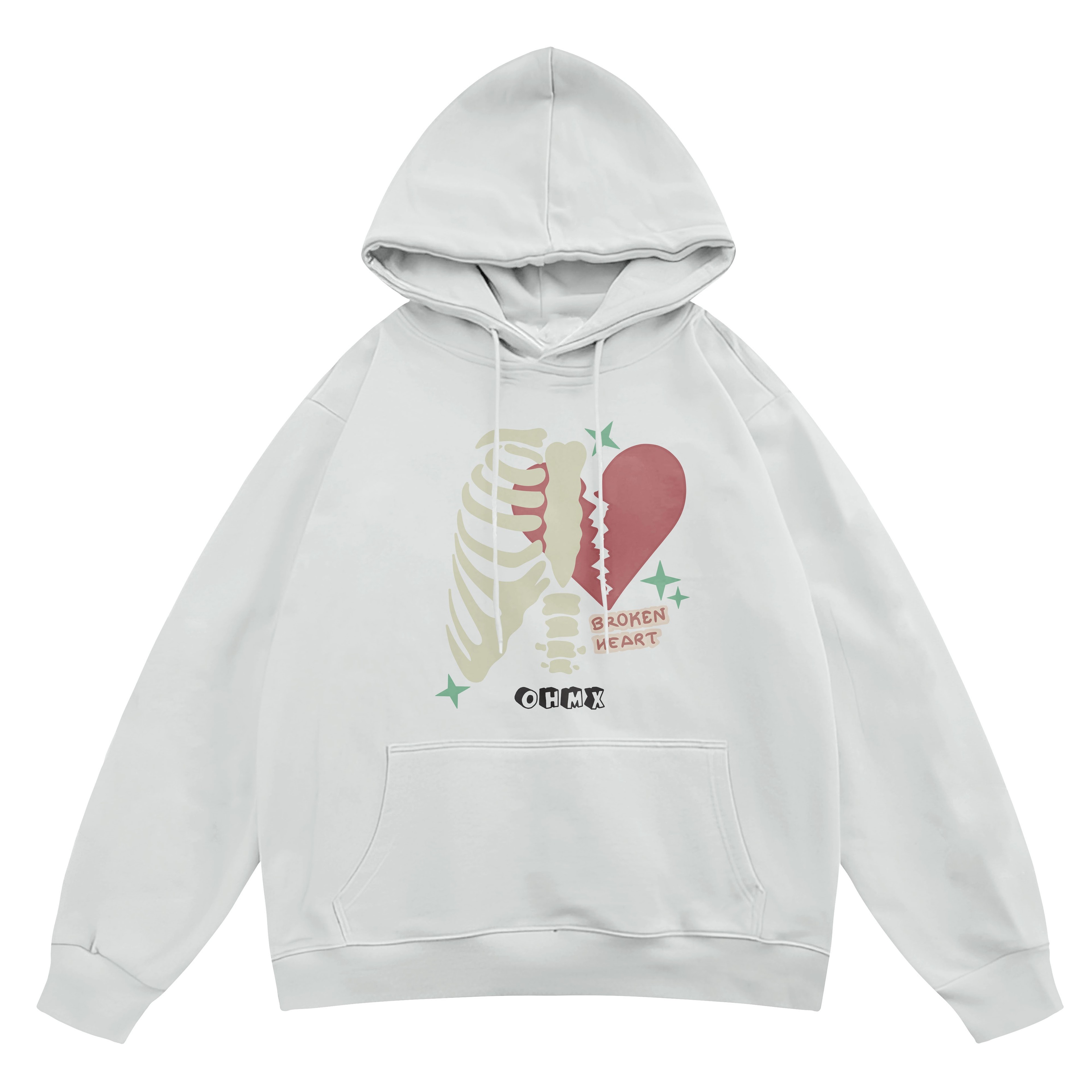 Unisex Broken Heart Baskılı Kapüşonlu Sweatshirt Hoodie