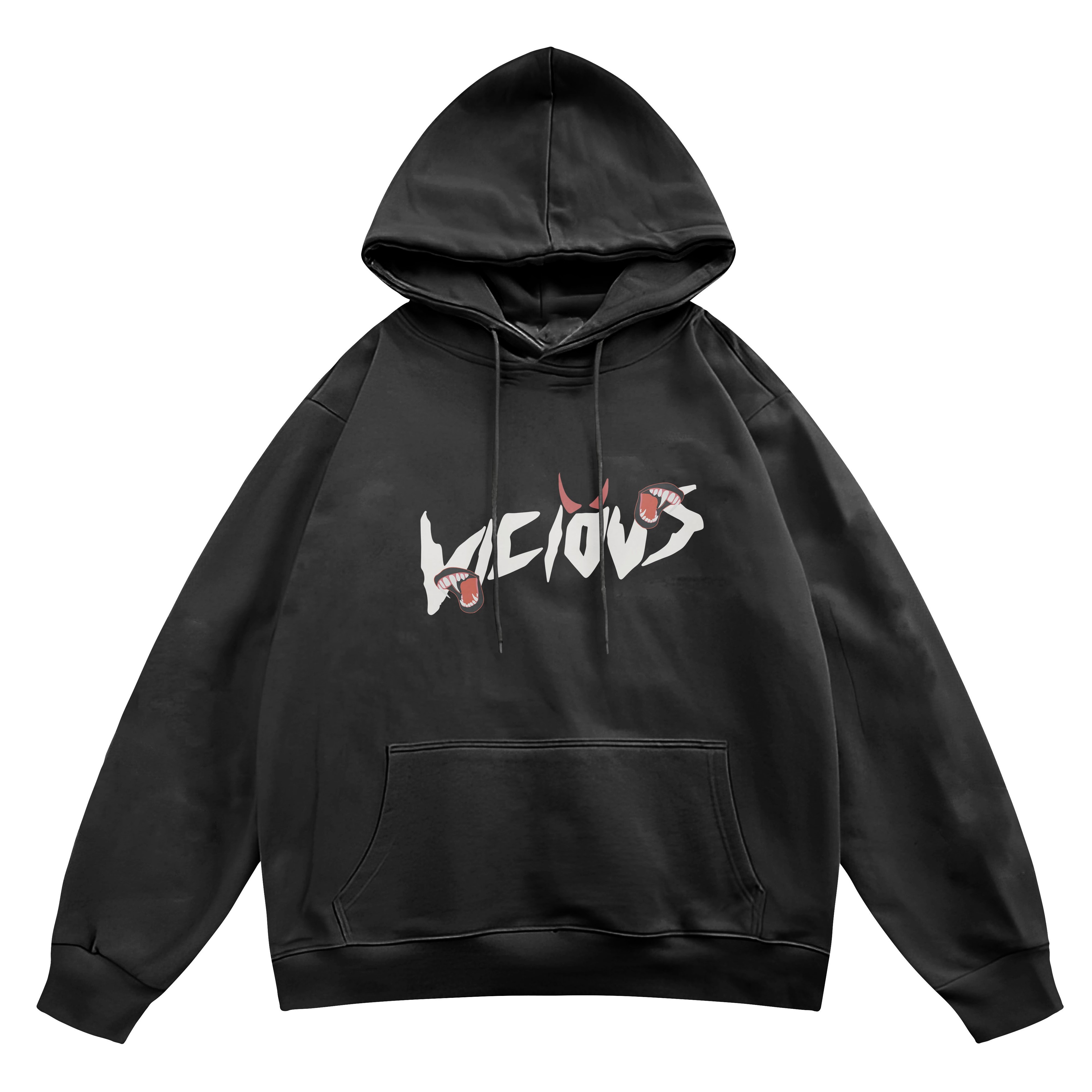 Unisex Vicious Baskılı Kapşonlu Sweatshirt Hoodie