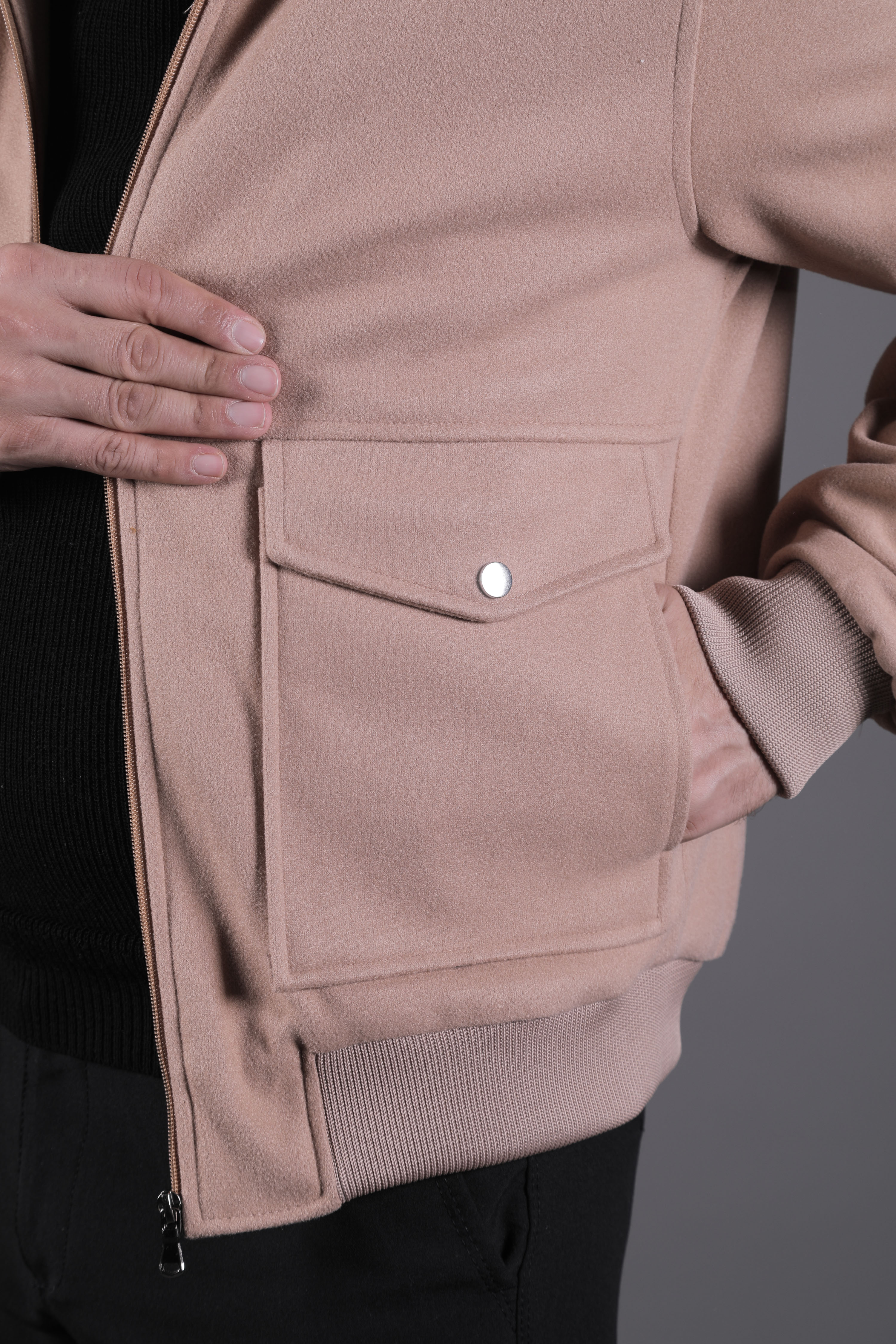 Torba Cepli Ribanalı Erkek Kaşe Kaban Mont - Camel