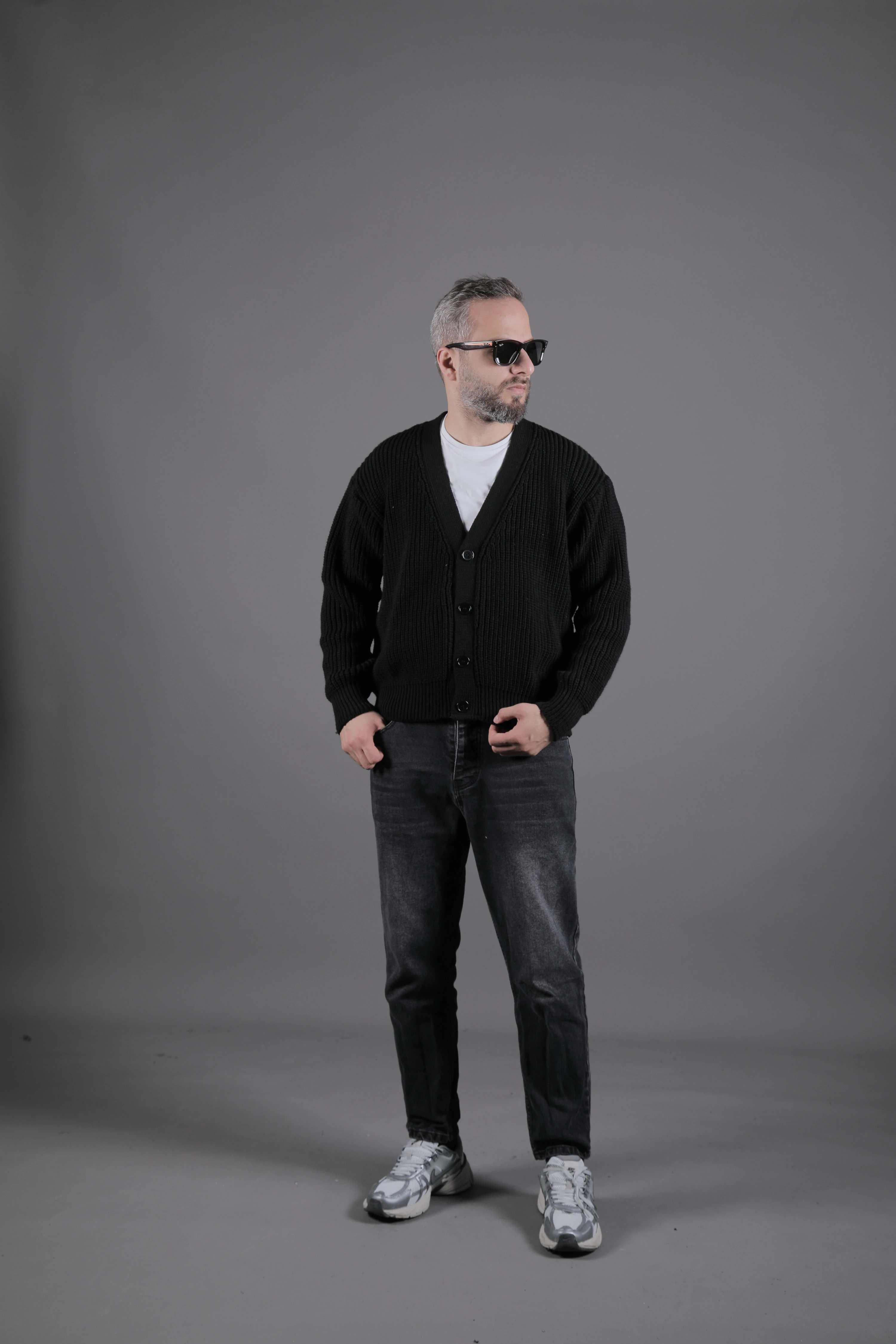 Dokulu Oversize Erkek Kalın Hırka