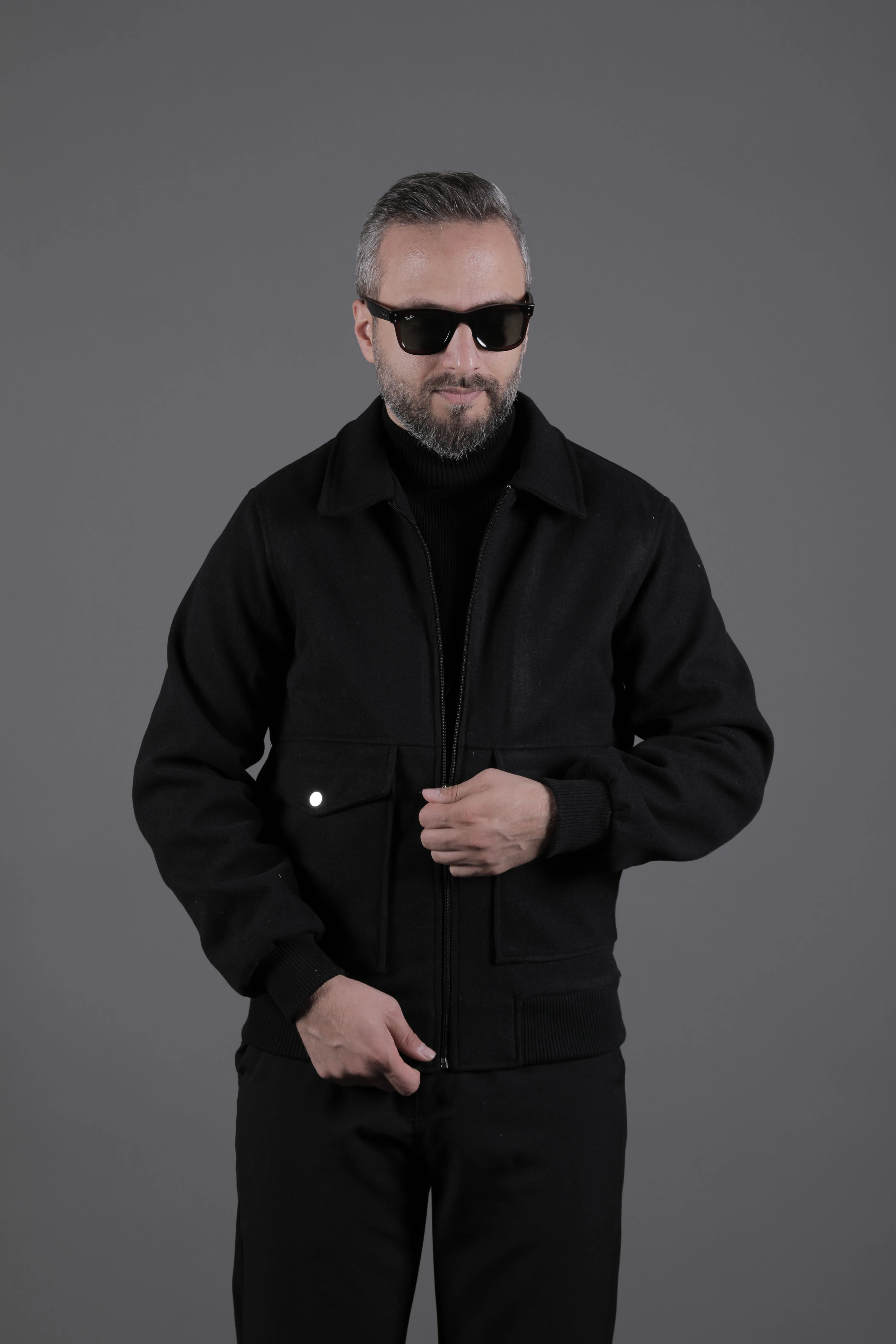 Torba Cepli Ribanalı Erkek Kaşe Kaban Mont - Siyah