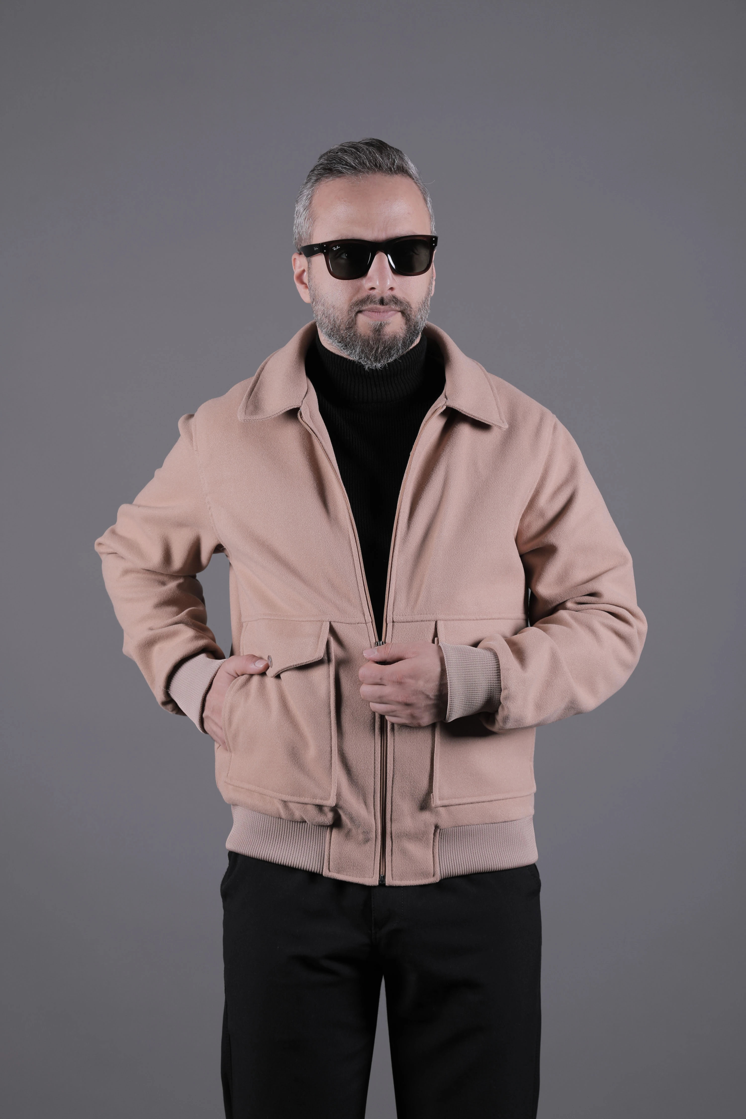 Torba Cepli Ribanalı Erkek Kaşe Kaban Mont - Camel