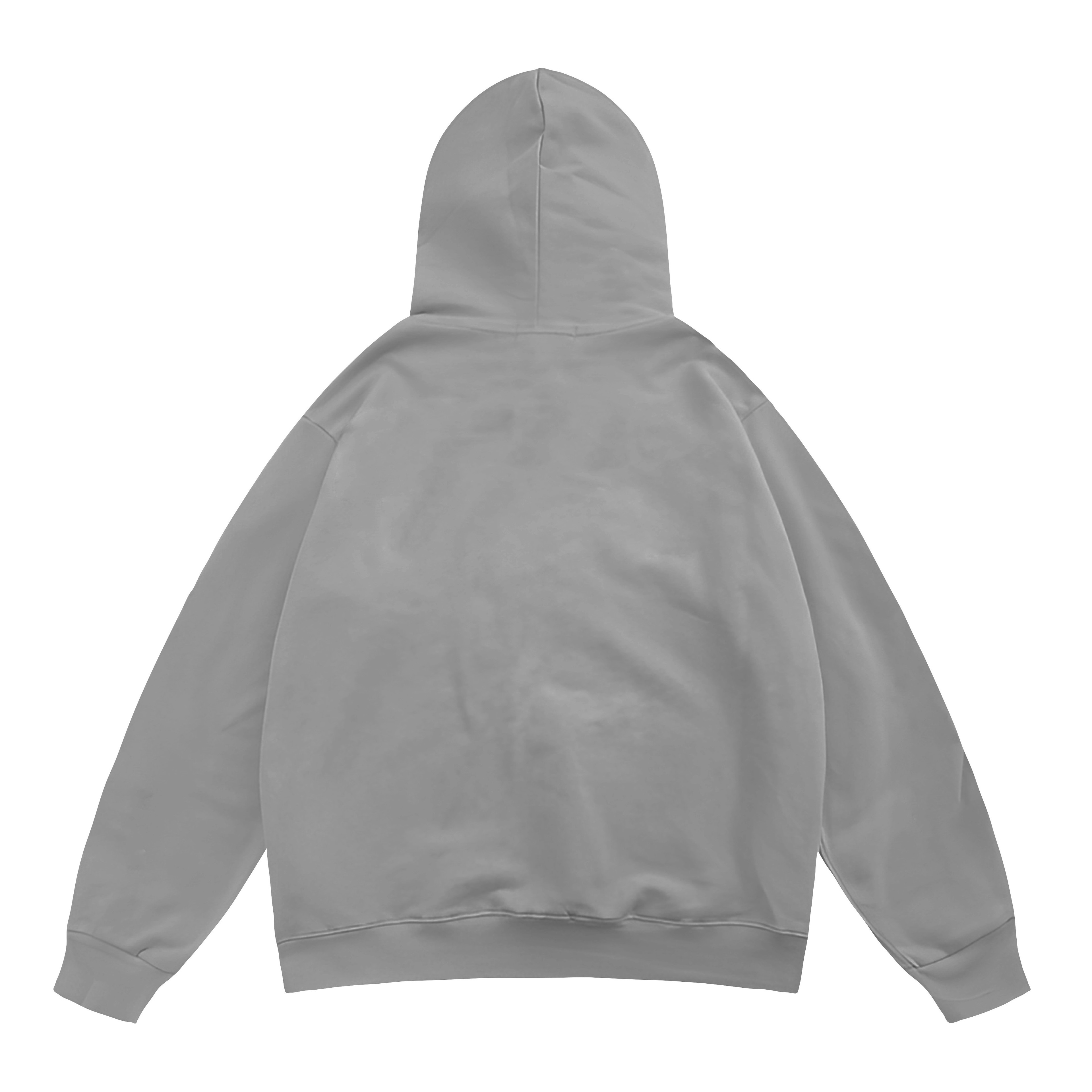 Unisex Reconsruction Baskılı Kapüşonlu Oversize Sweatshirt Hoodie - Gri