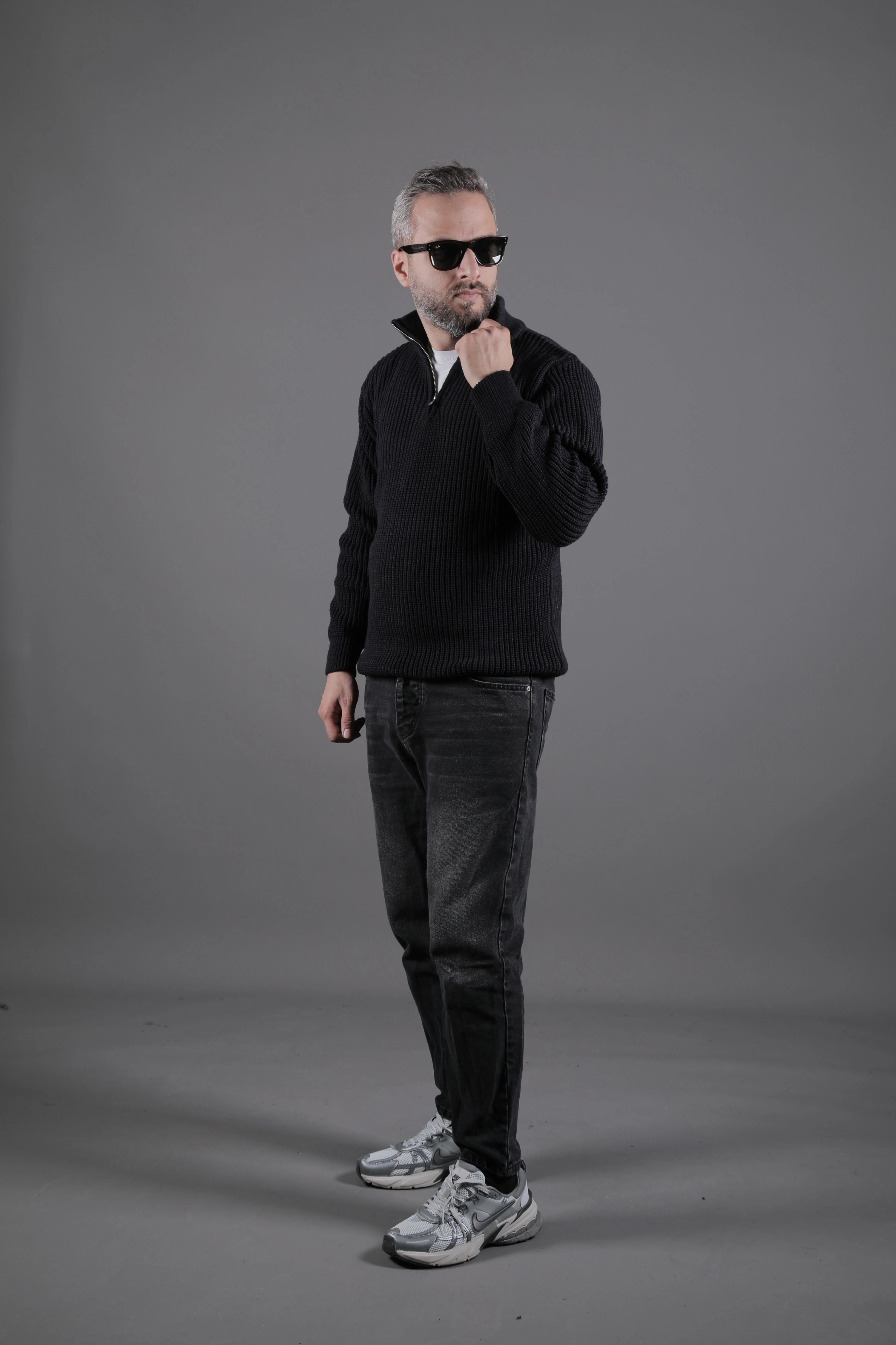 Yarım Fermuarlı Kalın Erkek Kazak - Lacivert