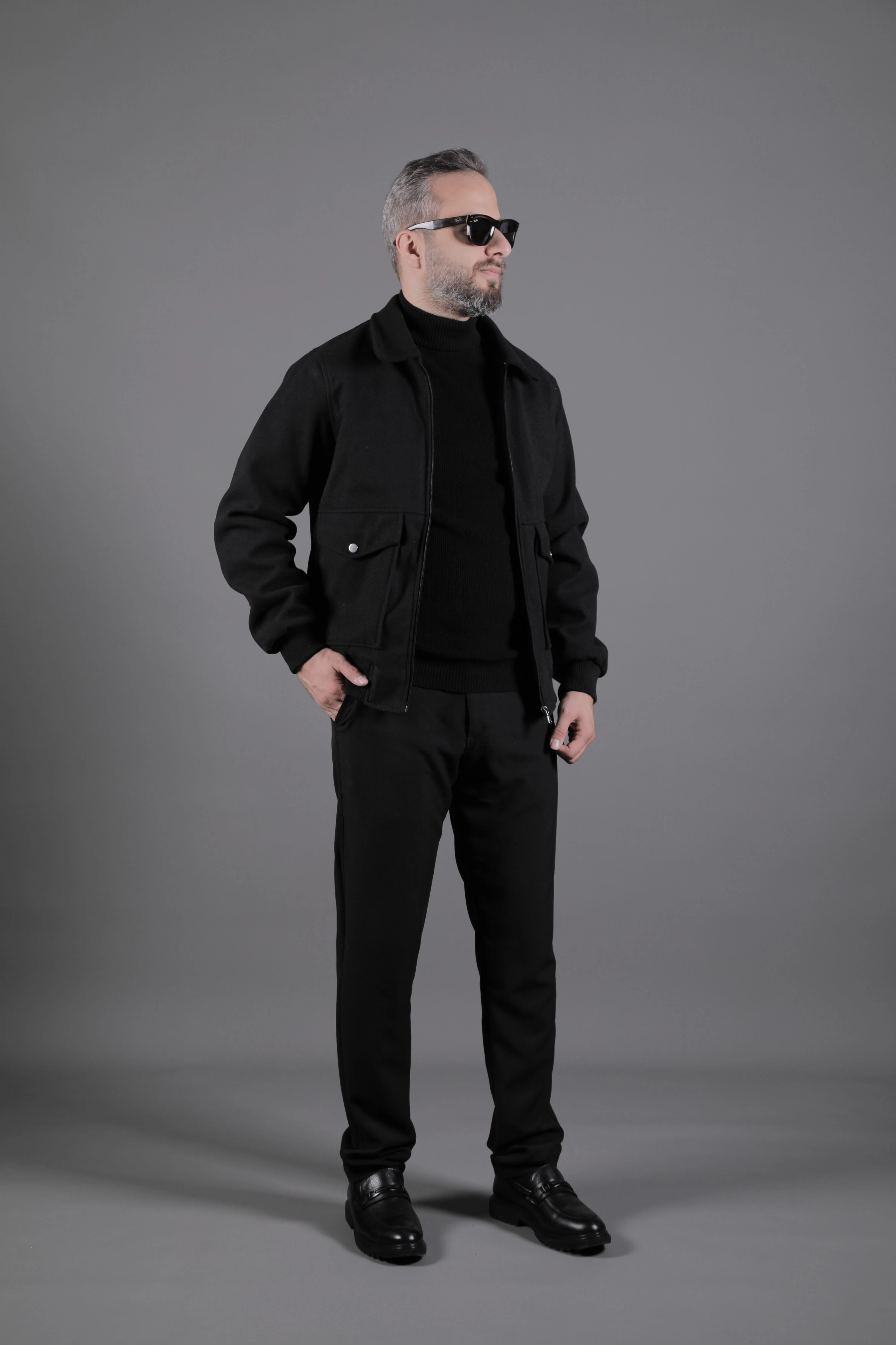 Torba Cepli Ribanalı Erkek Kaşe Kaban Mont - Siyah