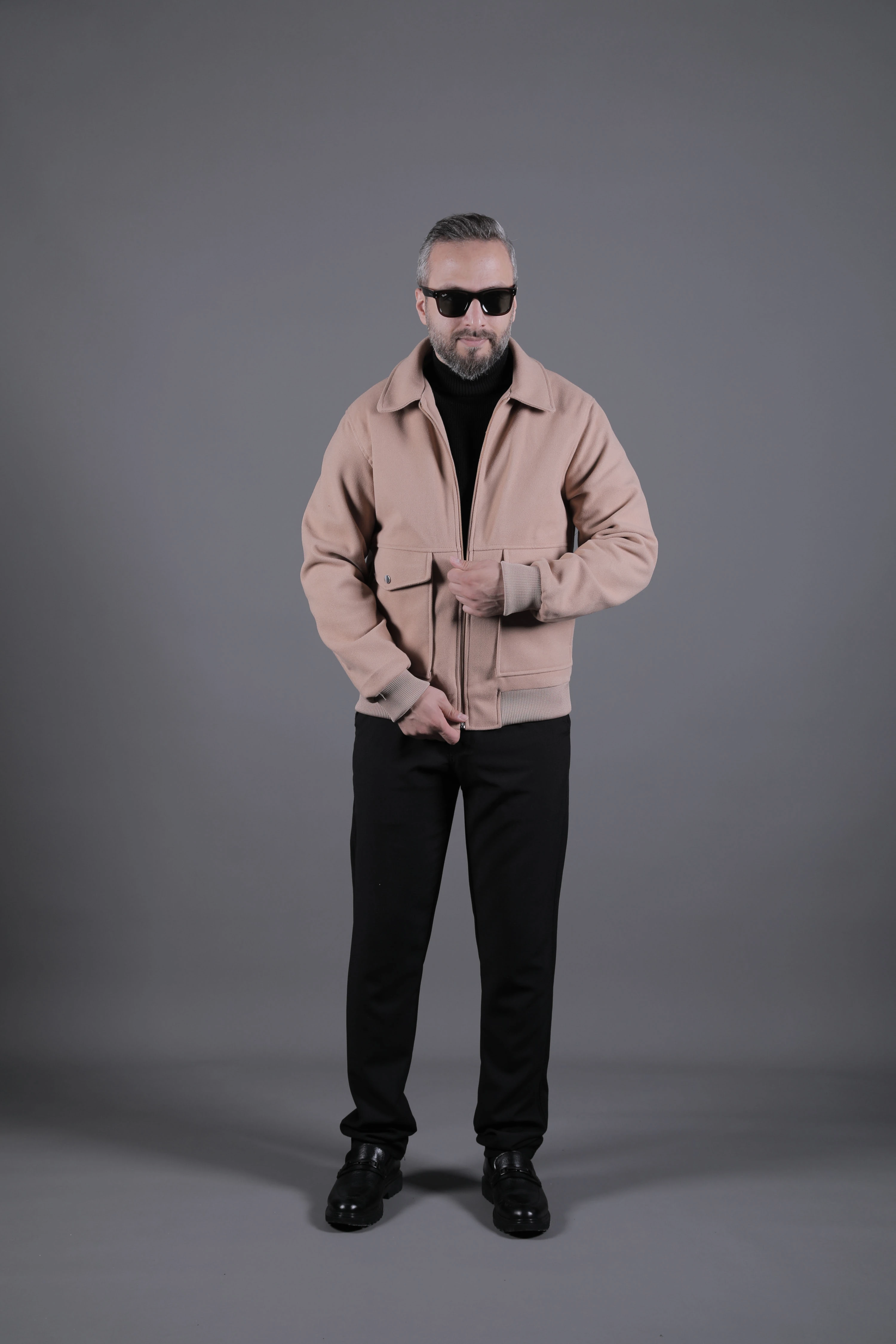 Torba Cepli Ribanalı Erkek Kaşe Kaban Mont - Camel