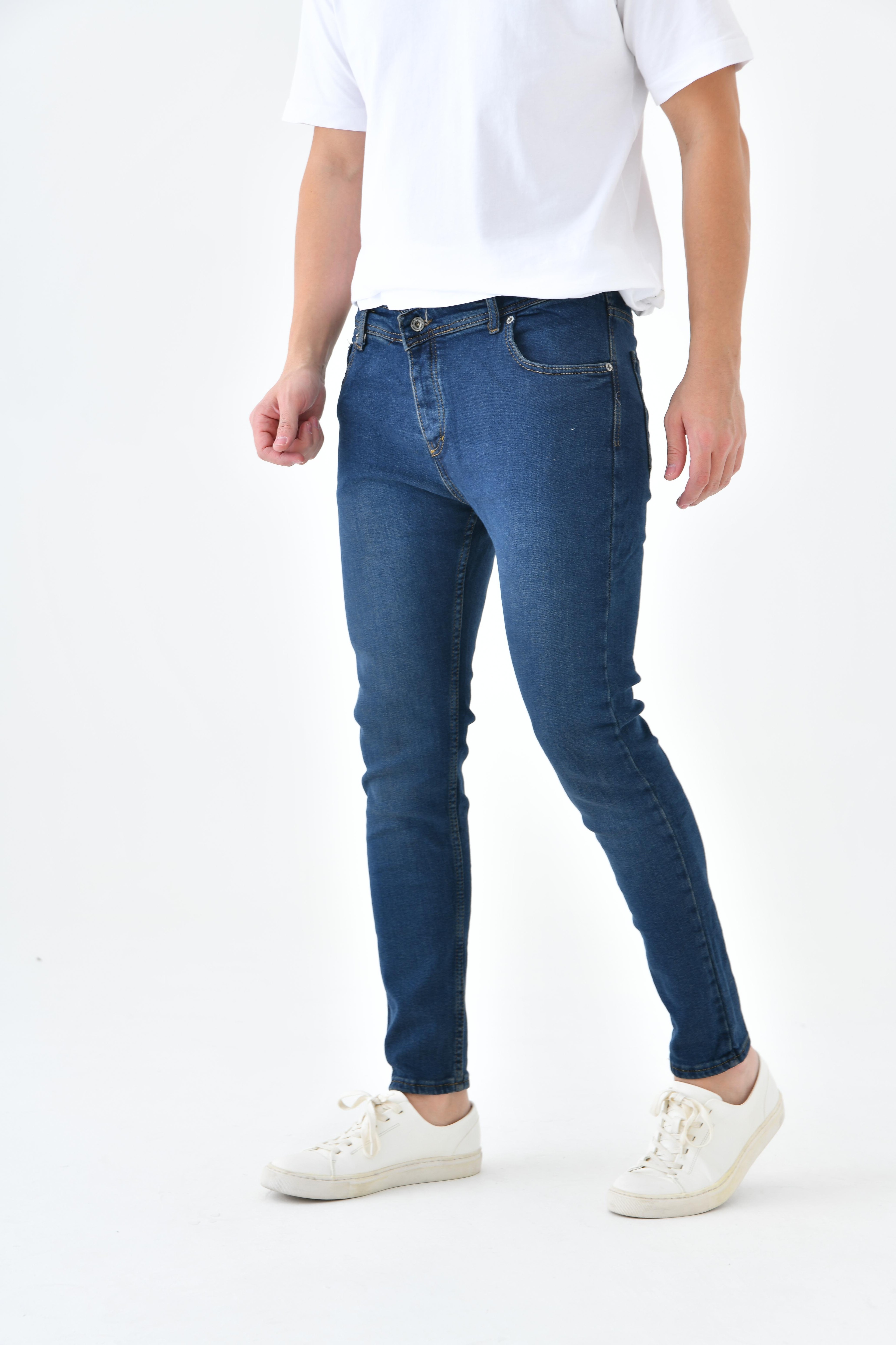 Slim Fit Erkek Likralı Kot Pantolon Jeans - Yeşil Tintli