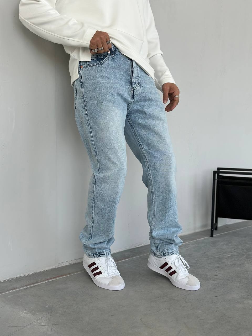 Erkek Baggy Kalıp Kot Pantolon - Paça Uzun ve Geniş - Açık Mavi