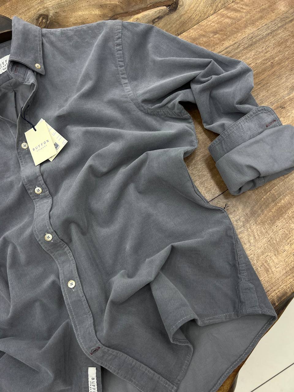 Yıkamalı Erkek Kadife Gömlek - Koyu Gri