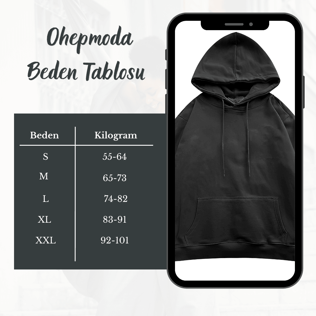 Unisex Stwd Baskılı Kapşonlu Sweatshirt Hoodie