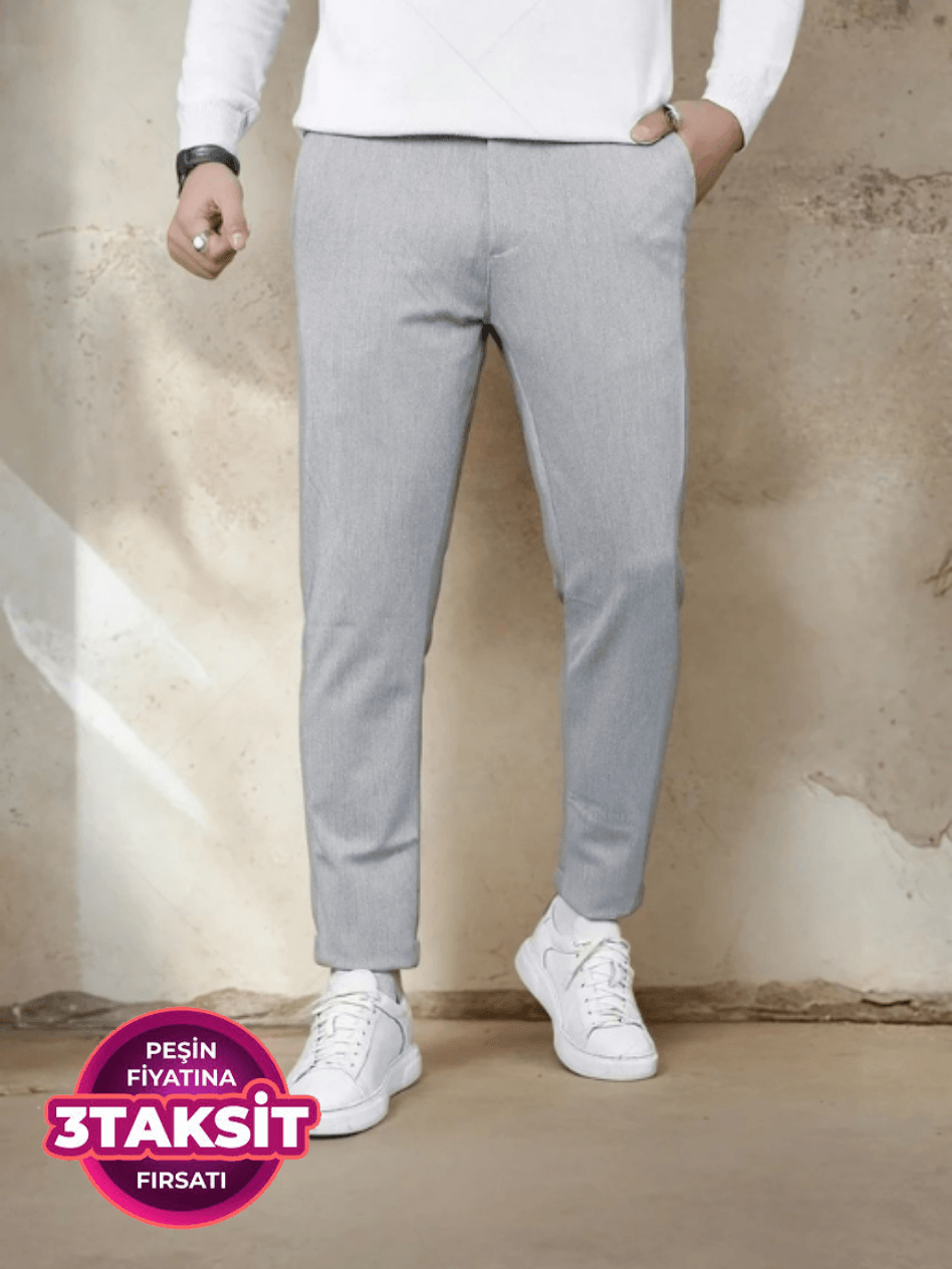 İtalyan Stil Slim Fit Likralı Erkek Keten Kumaş Pantolon