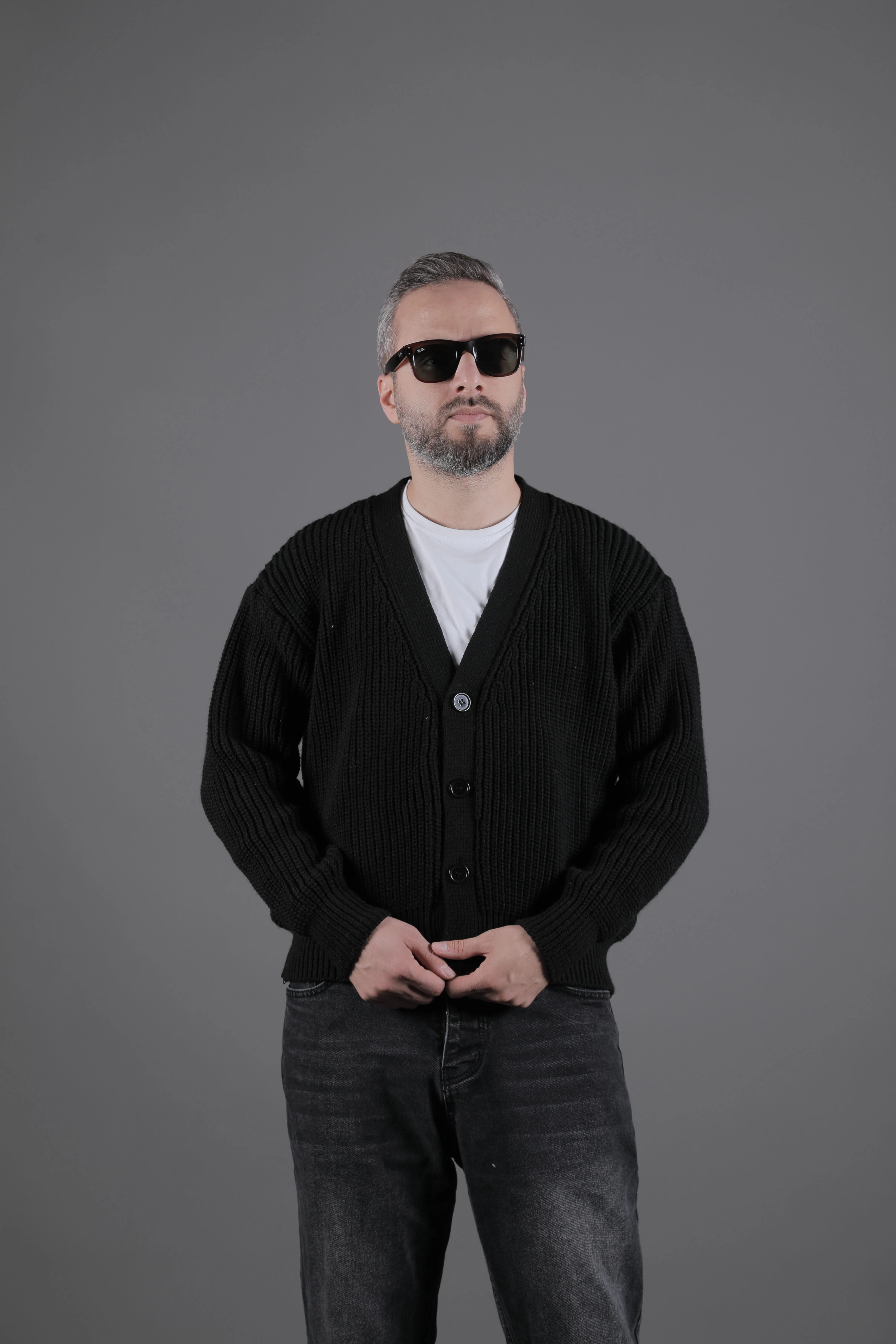 Dokulu Oversize Erkek Kalın Hırka