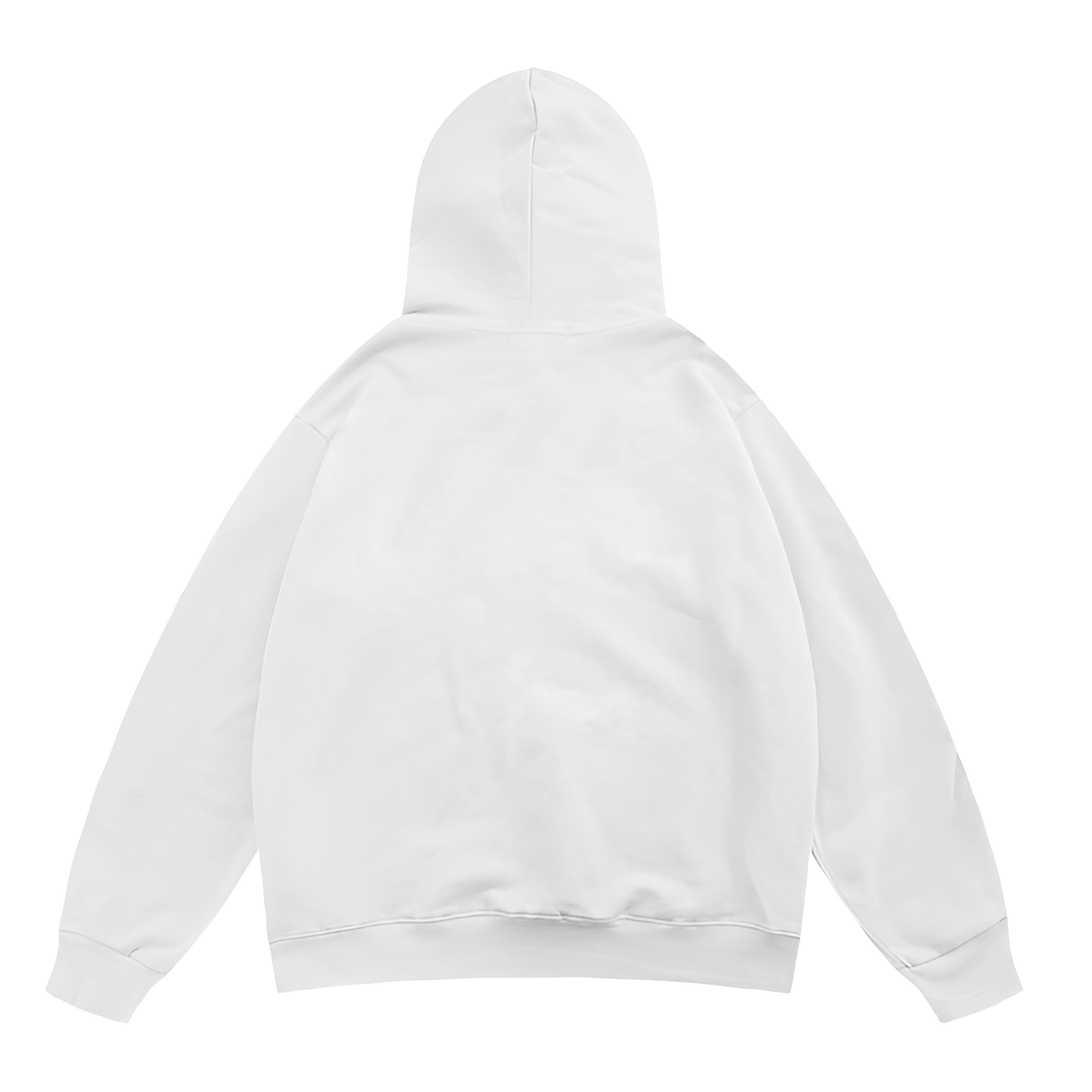 Unisex Reconsruction Baskılı Kapüşonlu Oversize Sweatshirt Hoodie - Beyaz