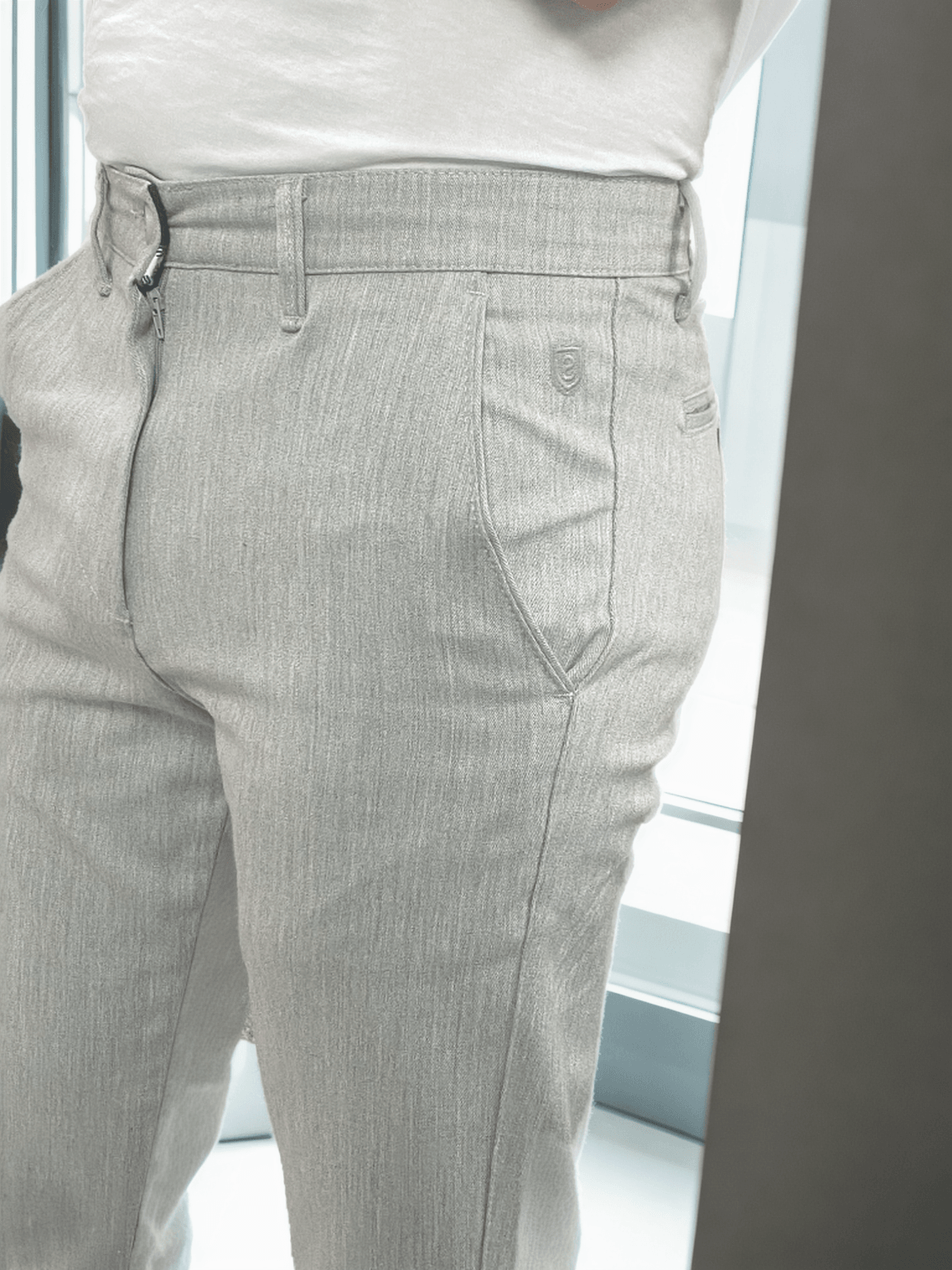 İtalyan Stil Slim Fit Likralı Erkek Kumaş Pantolon - Gri