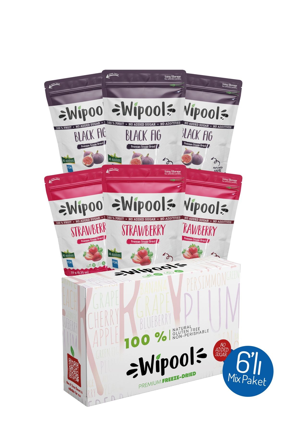 Wipool Freeze Dried Çilek-Siyah İncir (6'lı Paket)