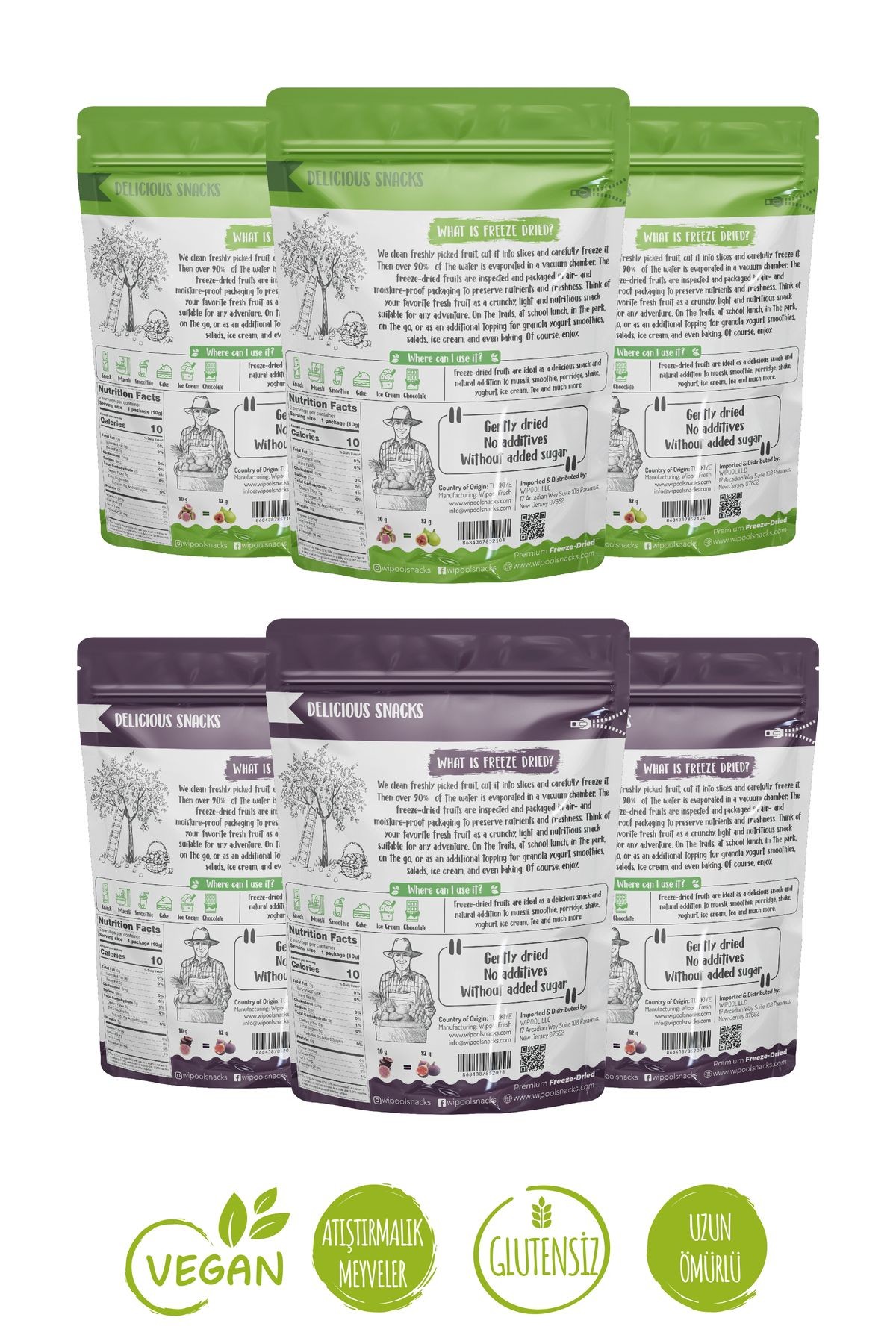 Wipool Freeze Dried Siyah İncir-Yeşil İncir (6'lı Paket)
