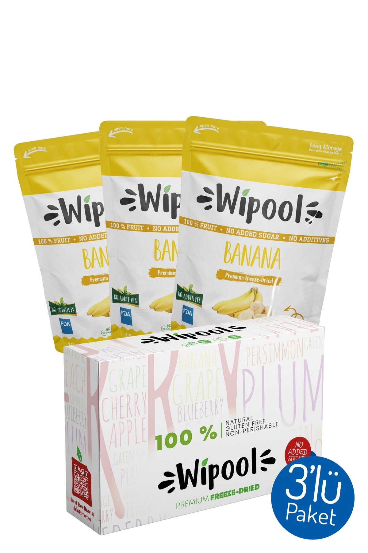 Wipool Freeze Dried Muz (3'lü Paket)