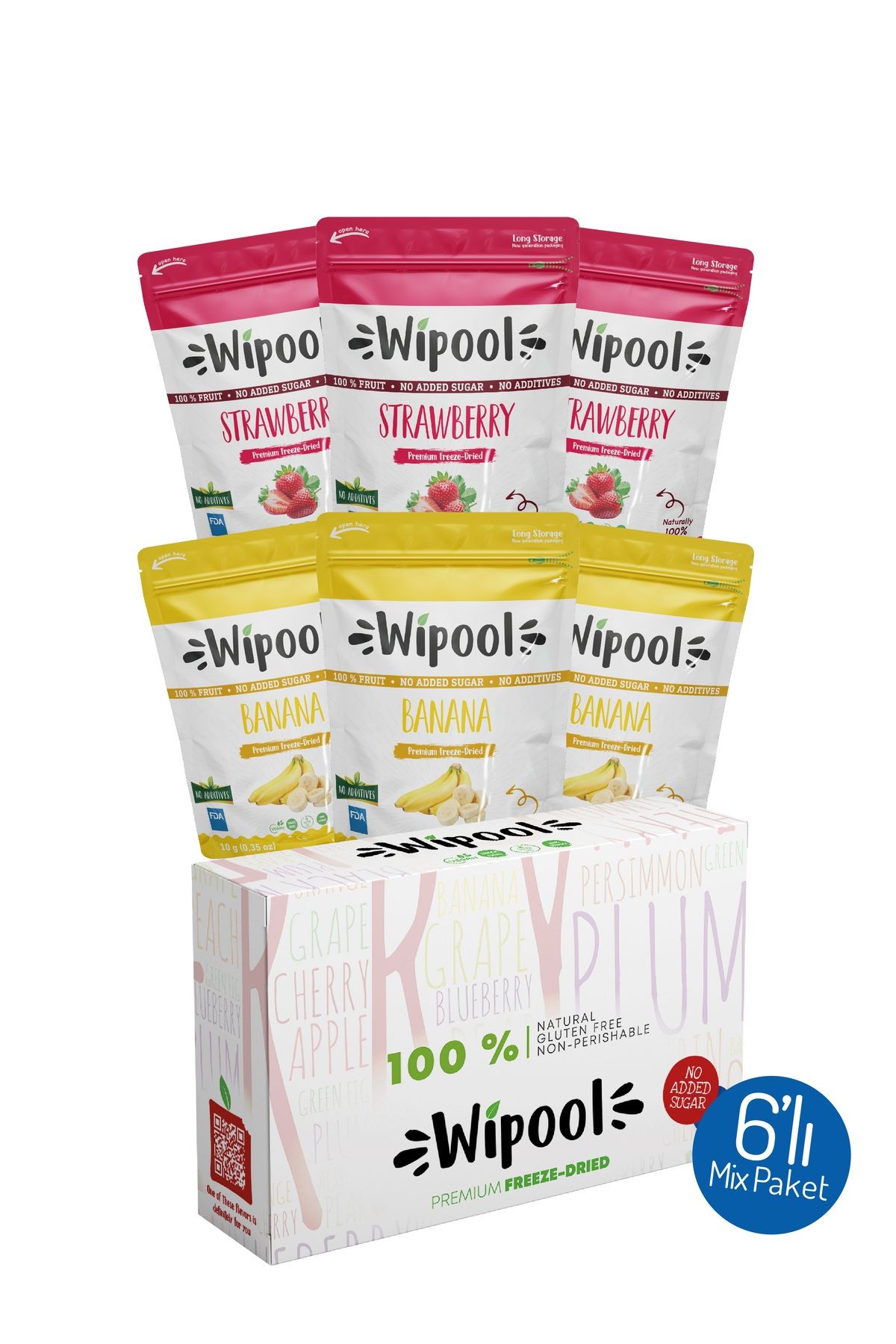 Wipool Freeze Dried Çilek-Muz (6'lı Paket)