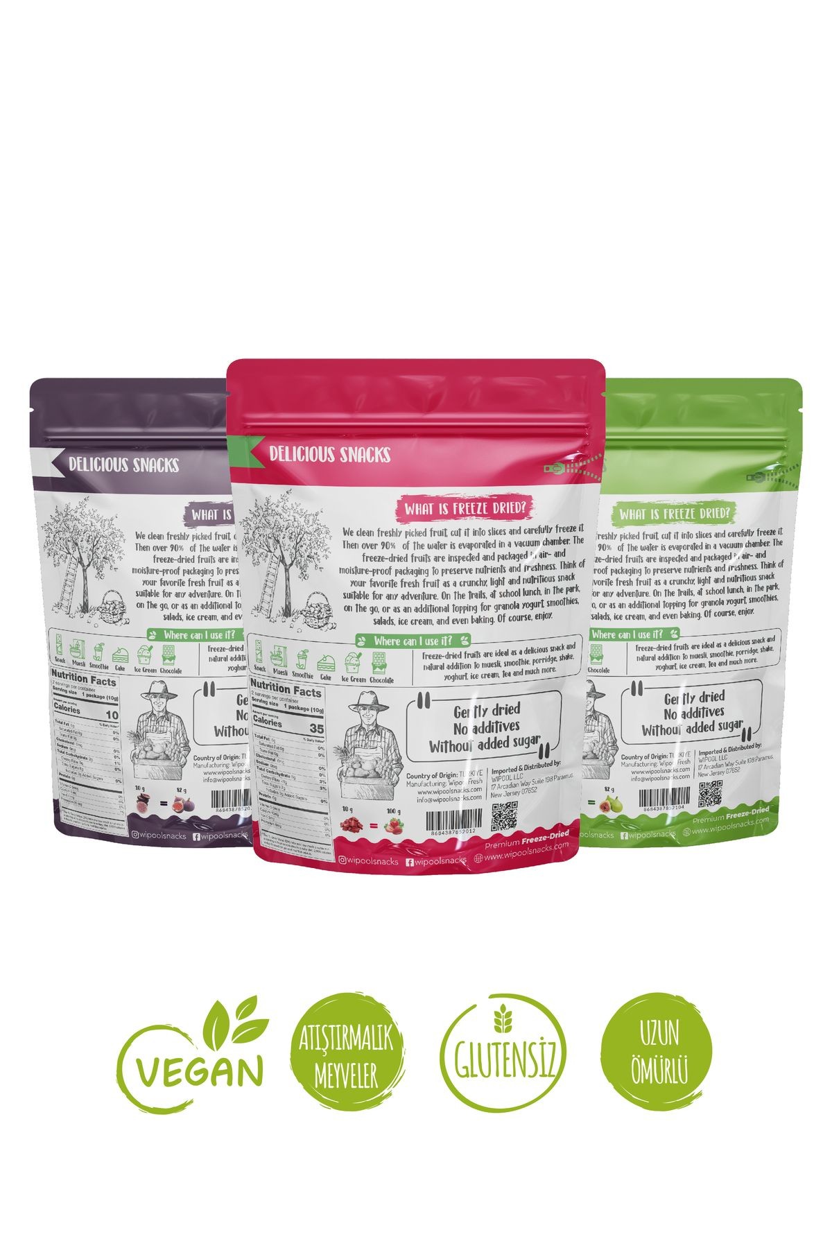 Wipool Freeze Dried Siyah İncir-Yeşil İncir-Çilek (3'lü Paket)