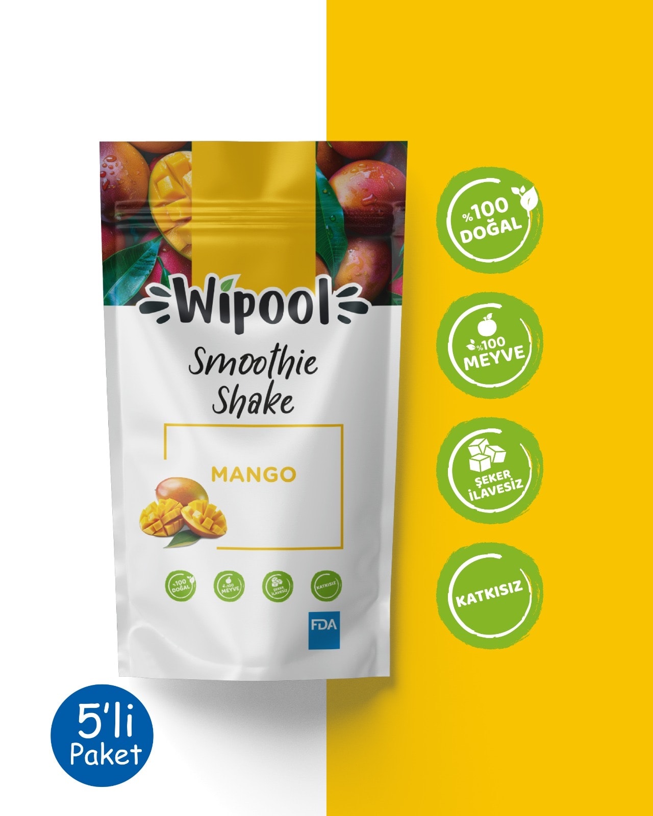 Smoothie Shake Mango %100 Meyve (5'li Paket)