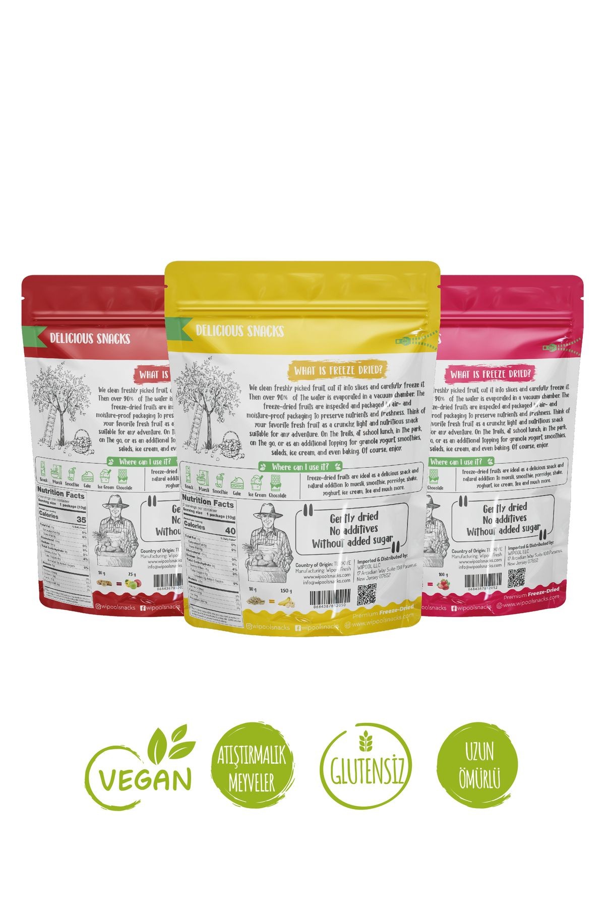 Wipool Freeze Dried Muz-Çilek-Elma (3'lü Paket)