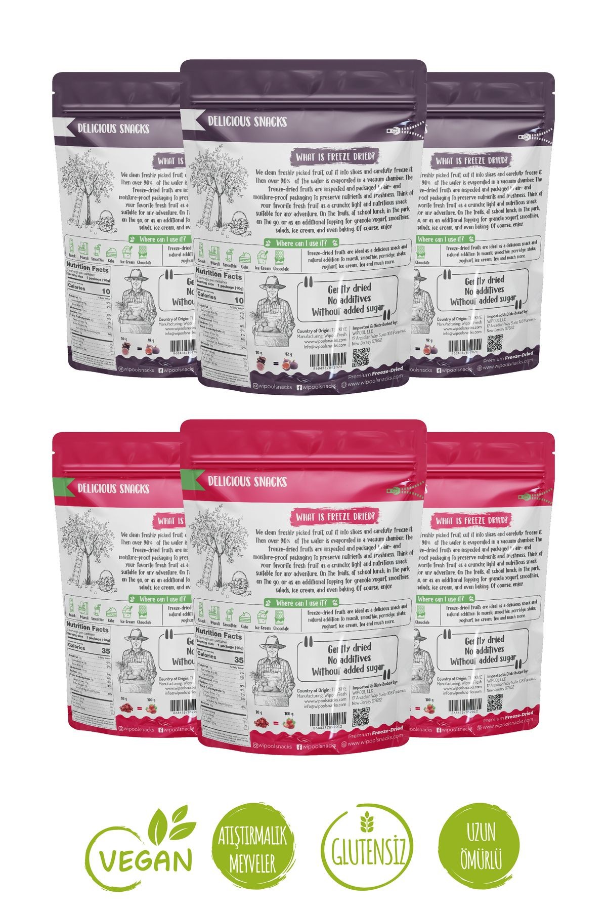 Wipool Freeze Dried Çilek-Siyah İncir (6'lı Paket)