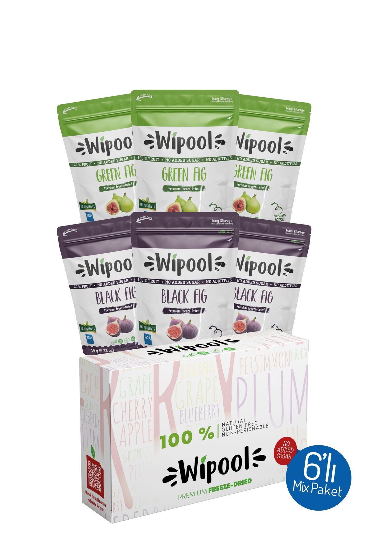 Wipool Freeze Dried Siyah İncir-Yeşil İncir (6'lı Paket)