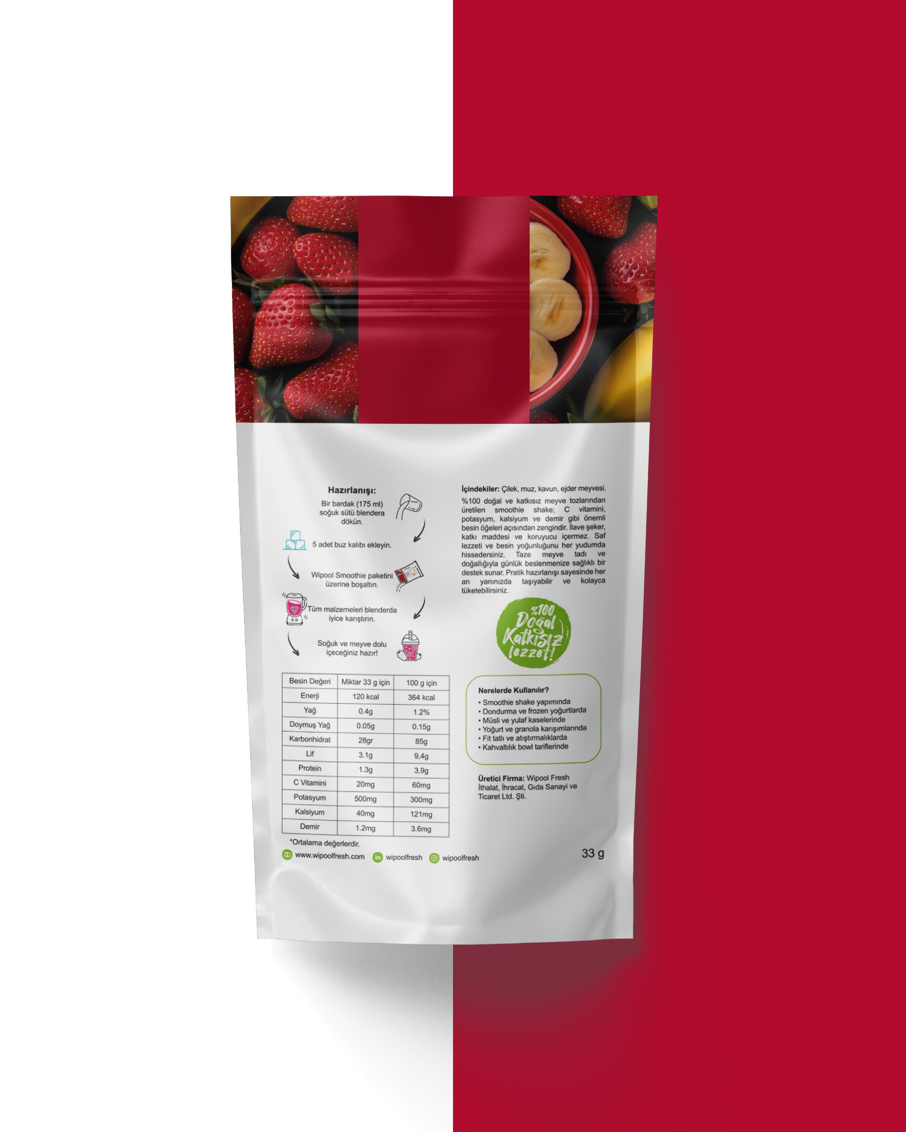 Smoothie Shake Muz-Çilek (5'li Paket)