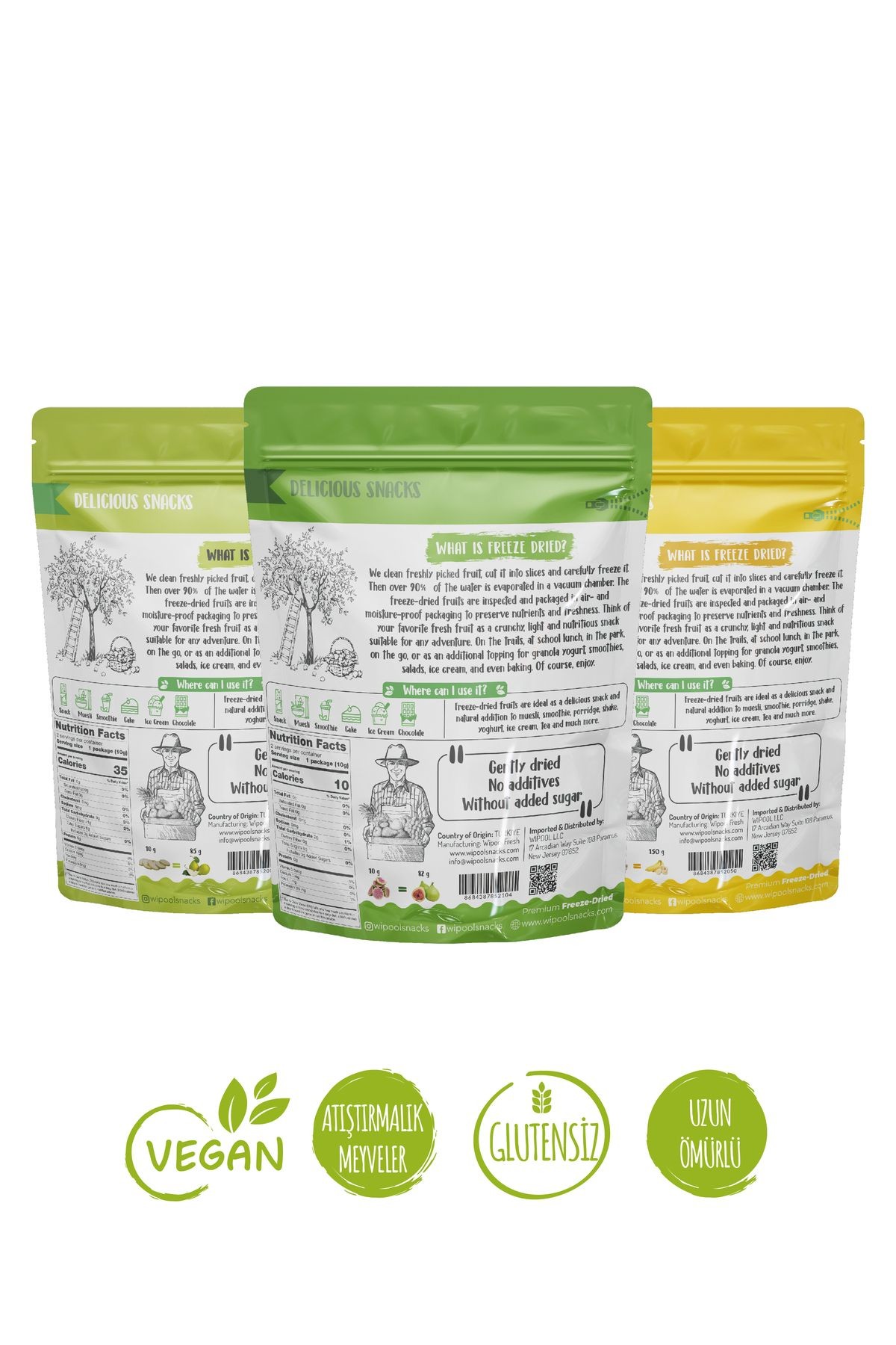 Wipool Freeze Dried Yeşil İncir-Armut-Muz (3'lü Paket)