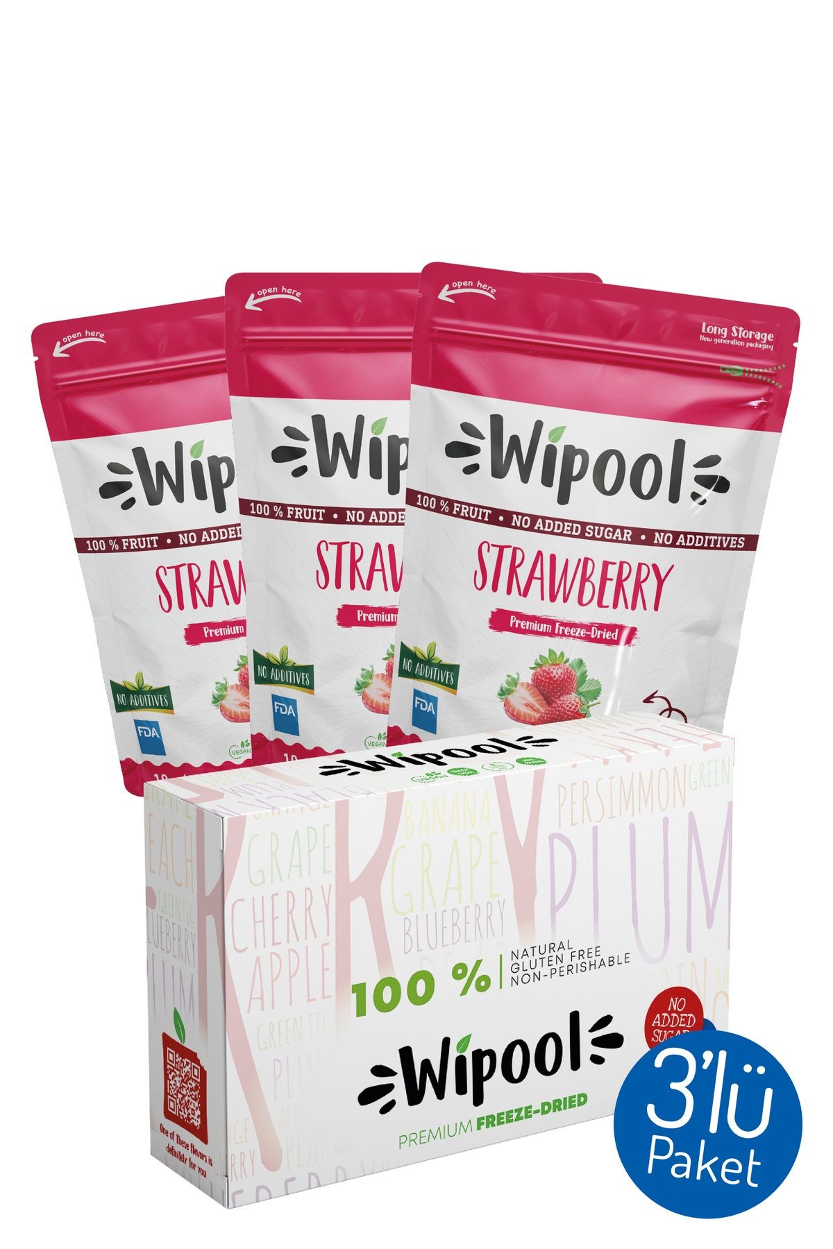 Wipool Freeze Dried Çilek (3'lü Paket)