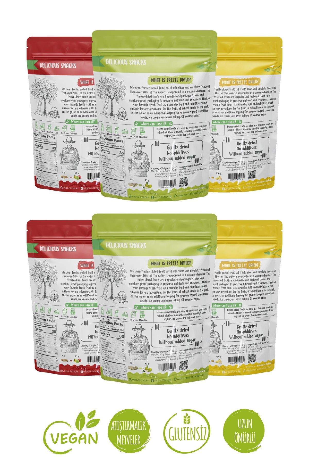 Wipool Freeze Dried Elma-Armut-Muz (6'lı Paket)
