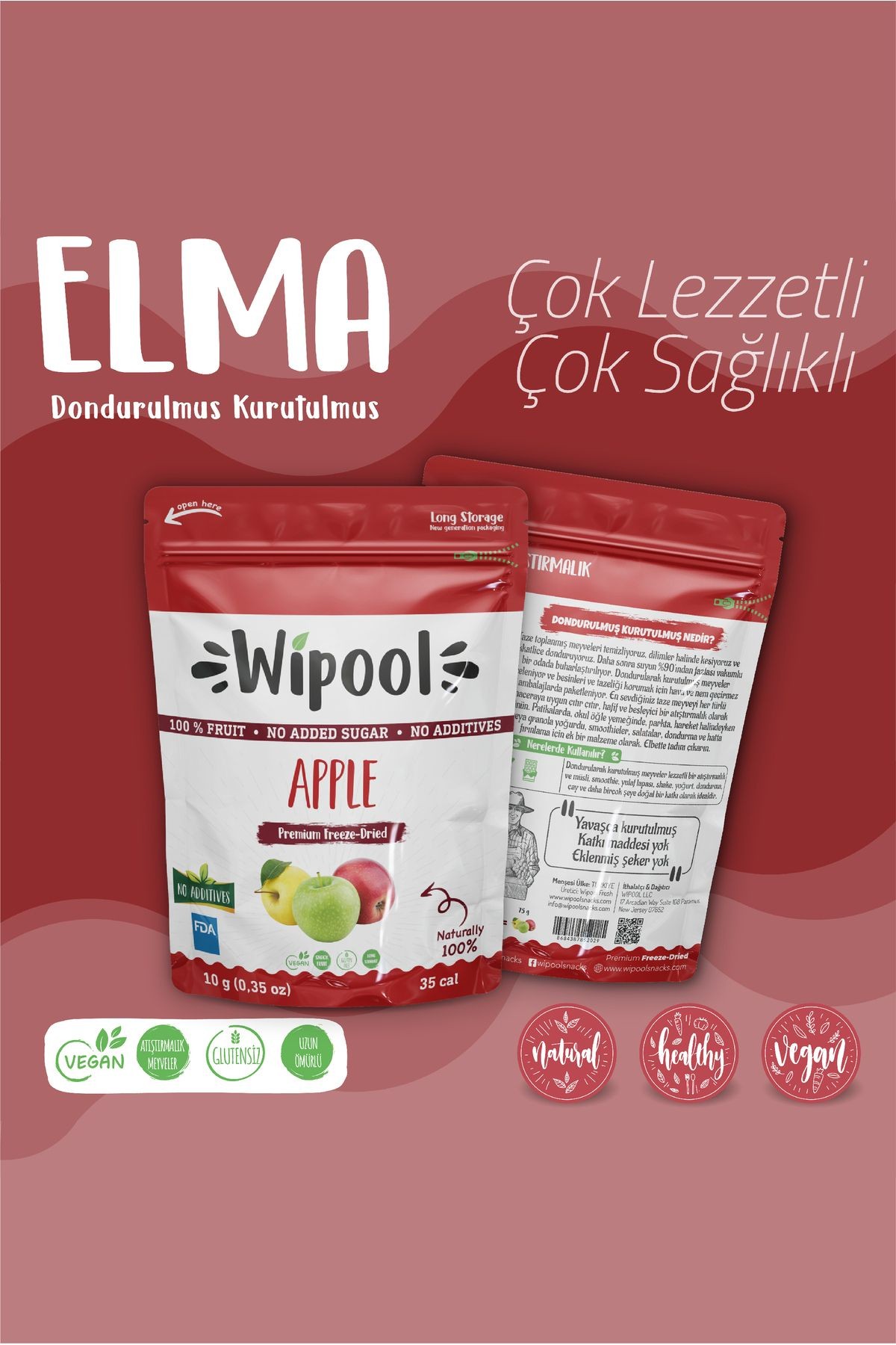 Wipool Freeze Dried Elma (3'lü Paket)