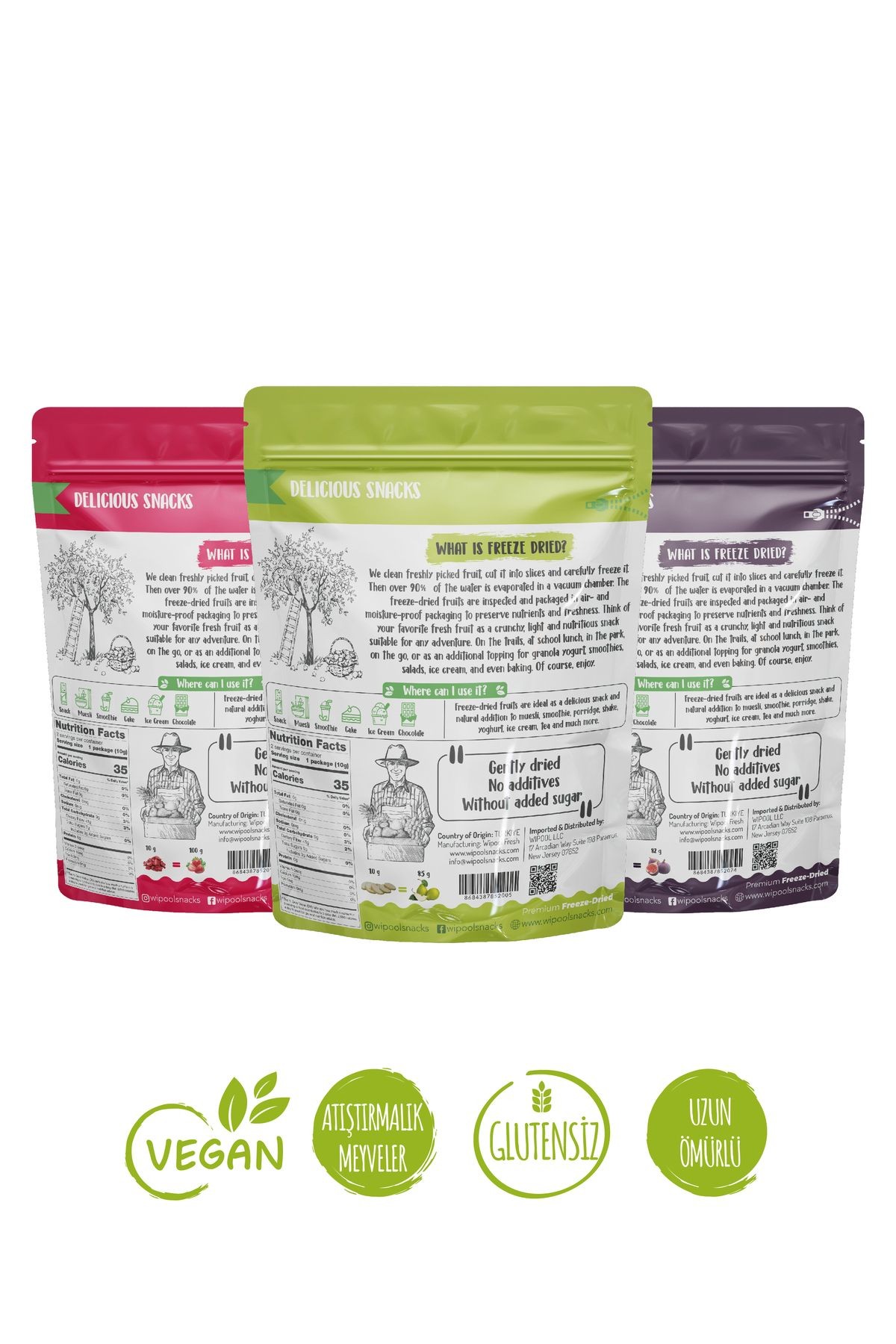 Wipool Freeze Dried Siyah İncir-Armut-Çilek (3'lü Paket)