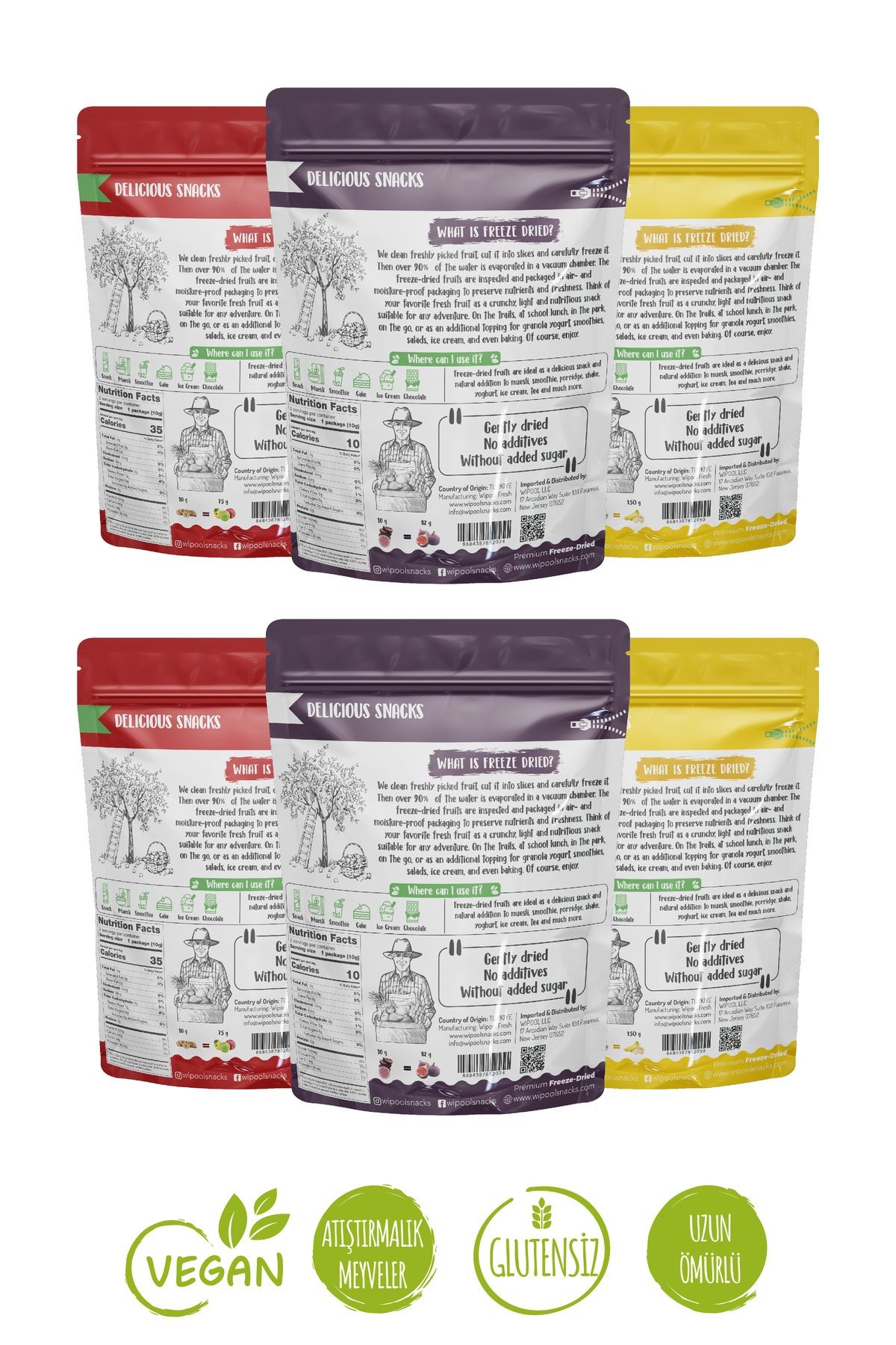 Wipool Freeze Dried Siyah İncir-Elma-Muz (6'lı Paket)